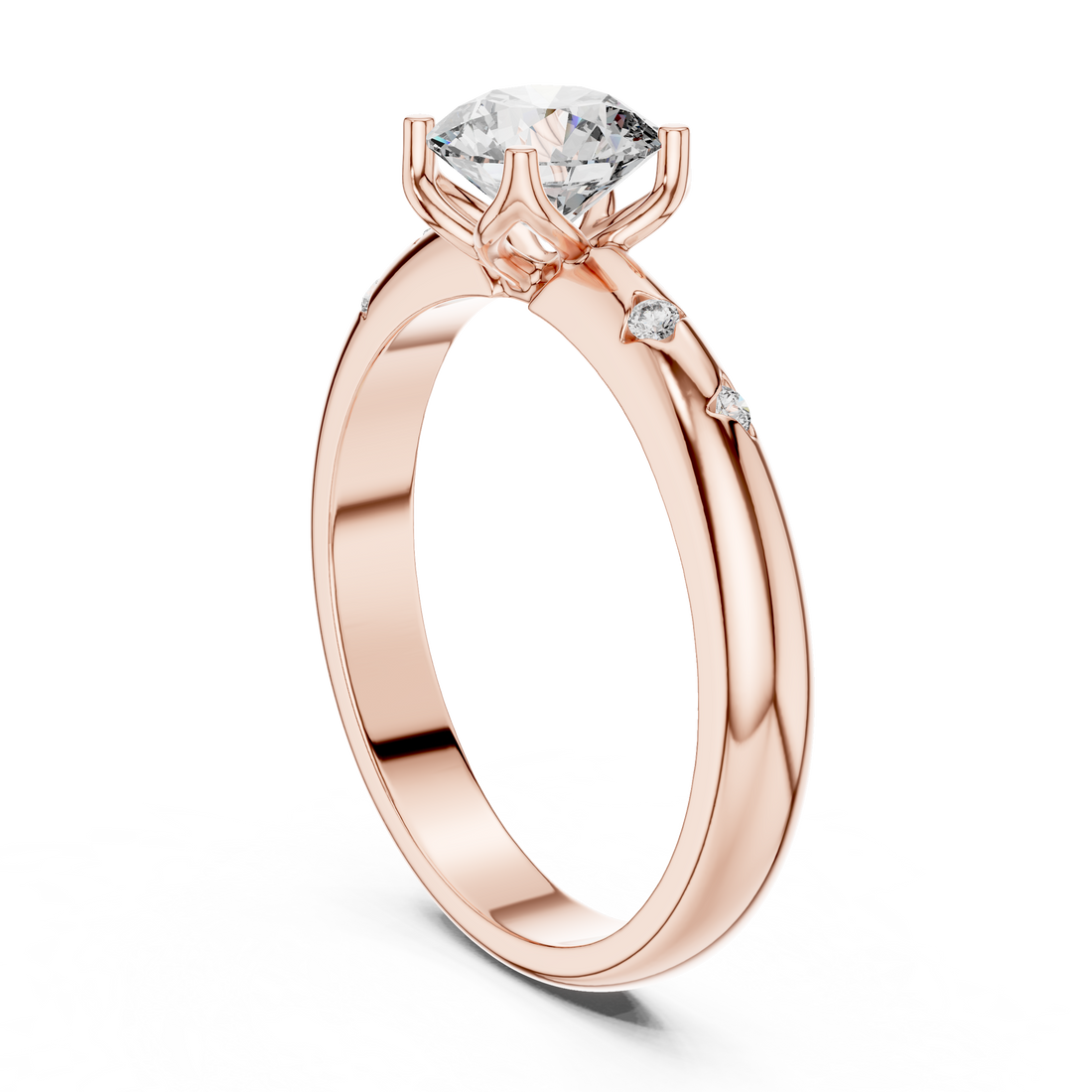 Solitaire Engagement Ring with Bezel-Set Accent Stones