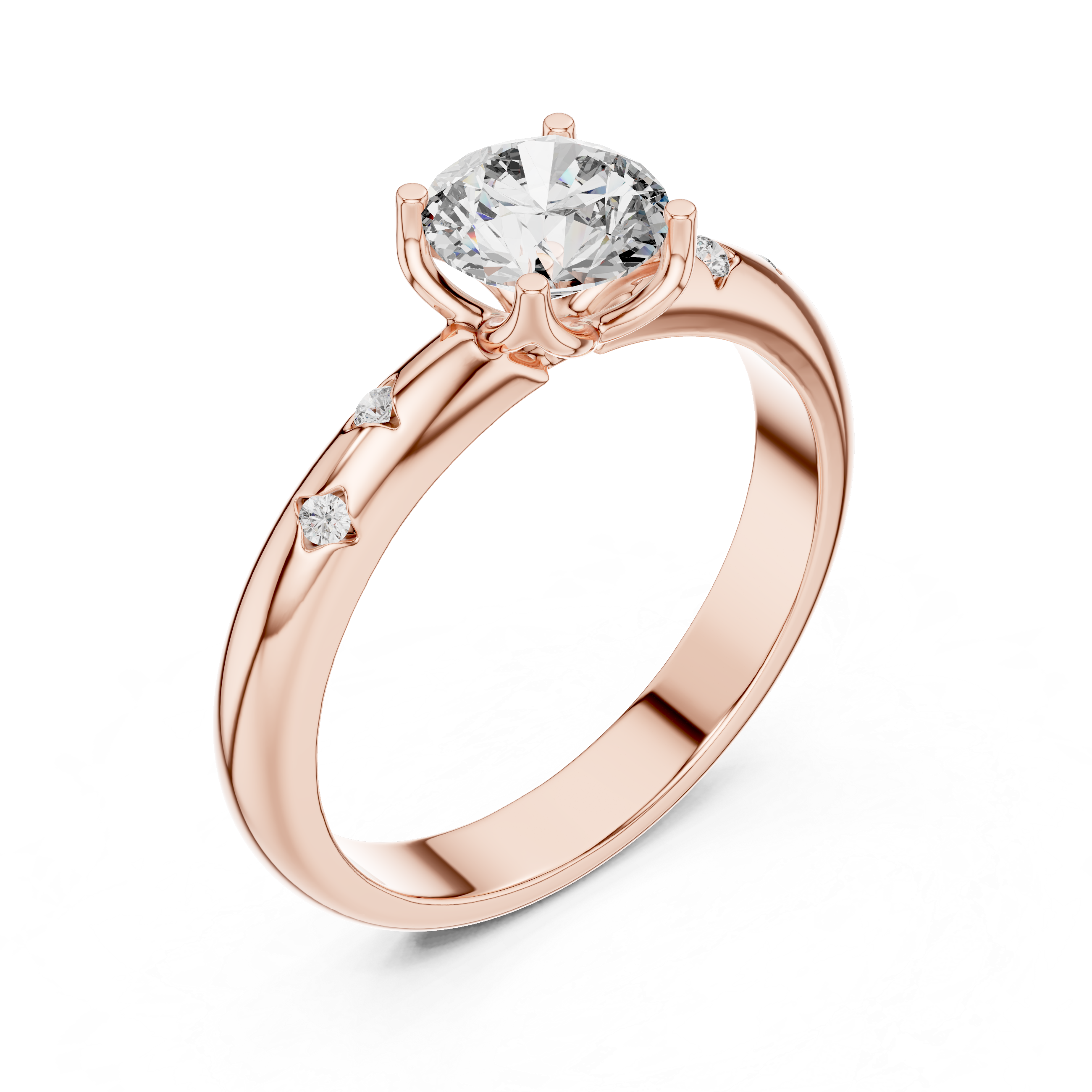 Solitaire Engagement Ring with Bezel-Set Accent Stones