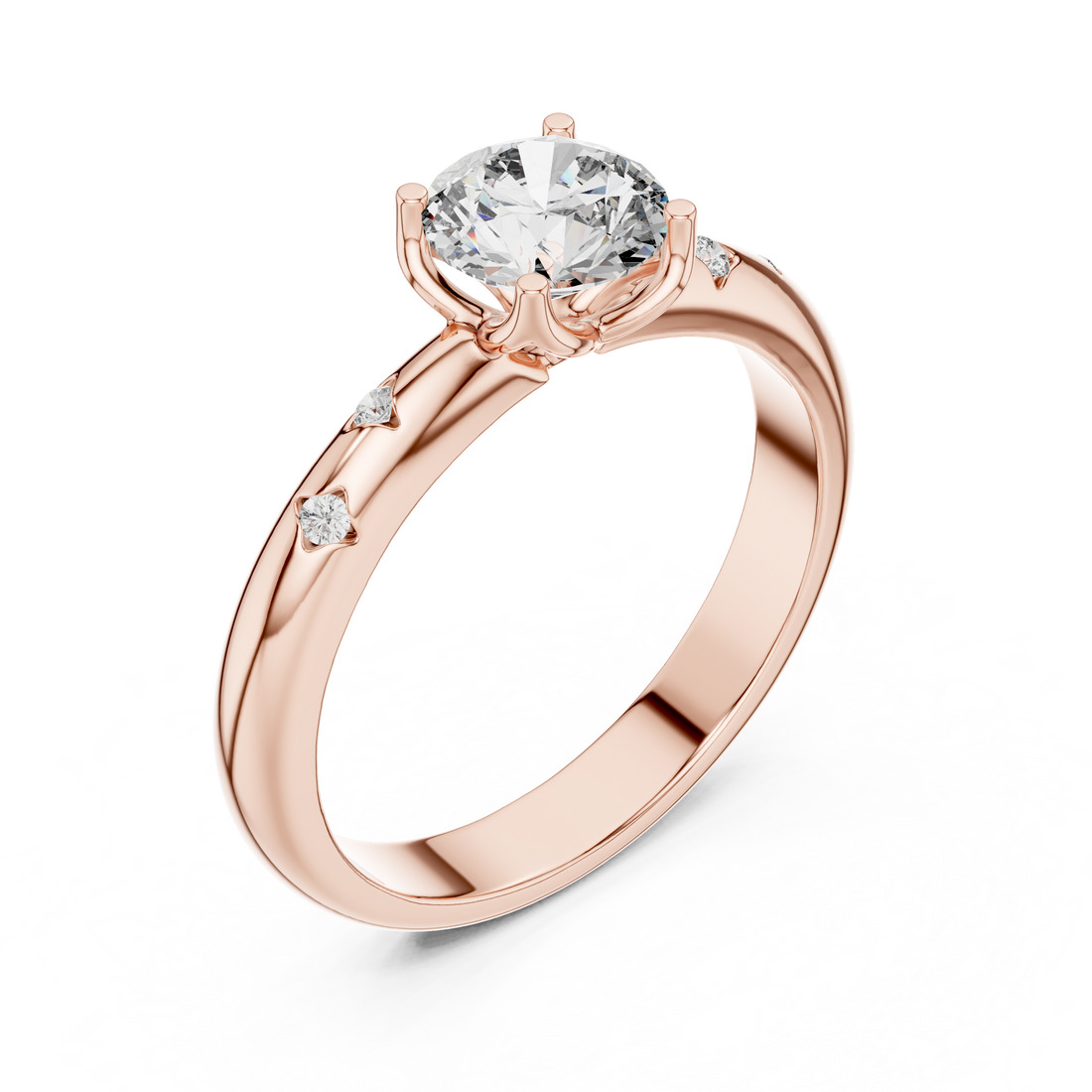 Solitaire Engagement Ring with Bezel-Set Accent Stones