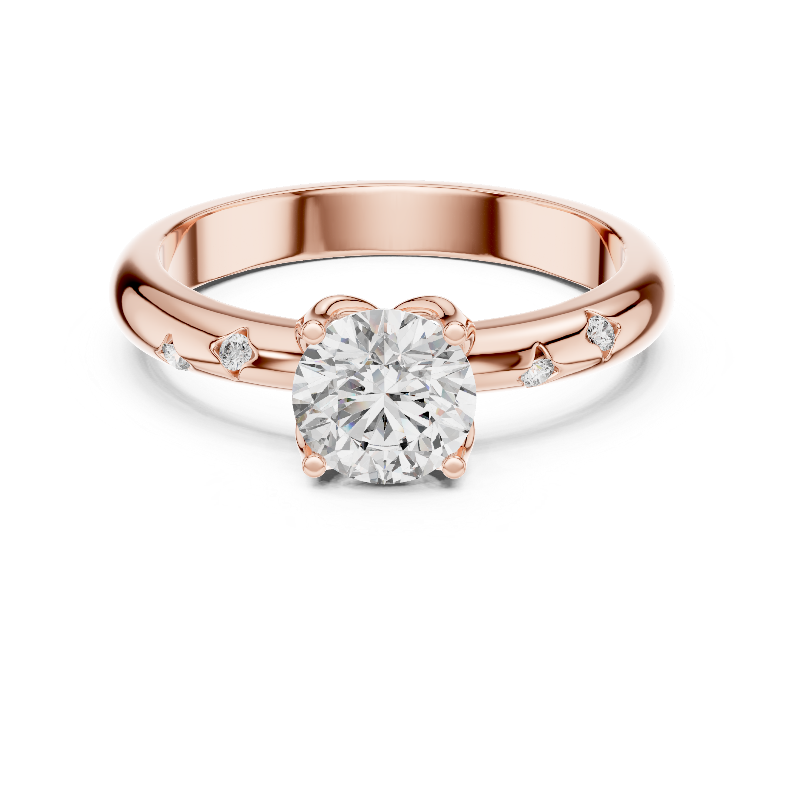 Solitaire Engagement Ring with Bezel-Set Accent Stones