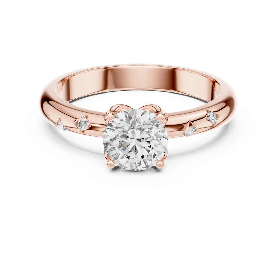 Solitaire Engagement Ring with Bezel-Set Accent Stones