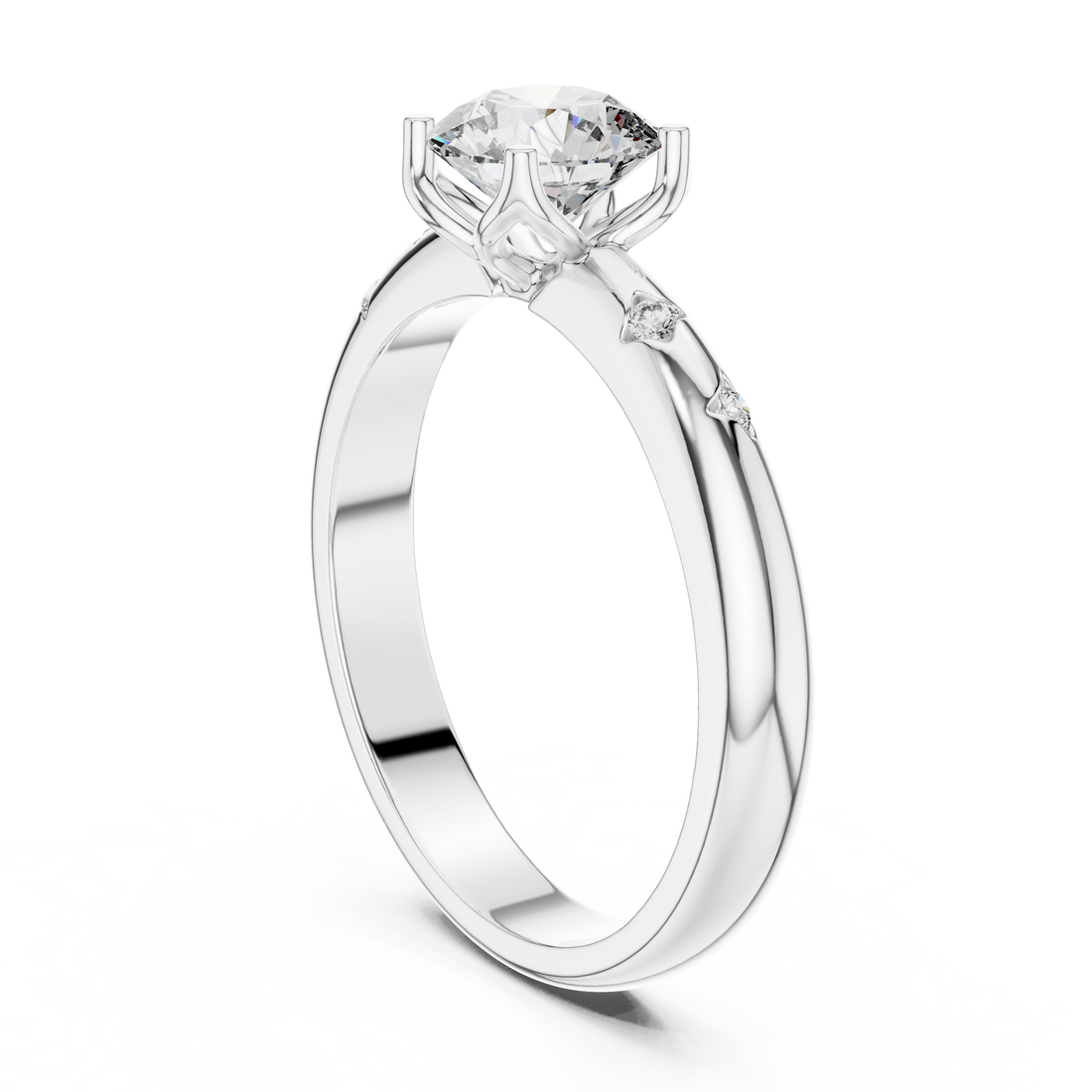 Solitaire Engagement Ring with Bezel-Set Accent Stones