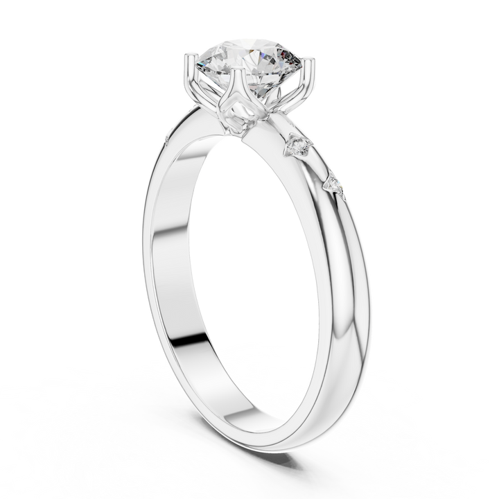Solitaire Engagement Ring with Bezel-Set Accent Stones