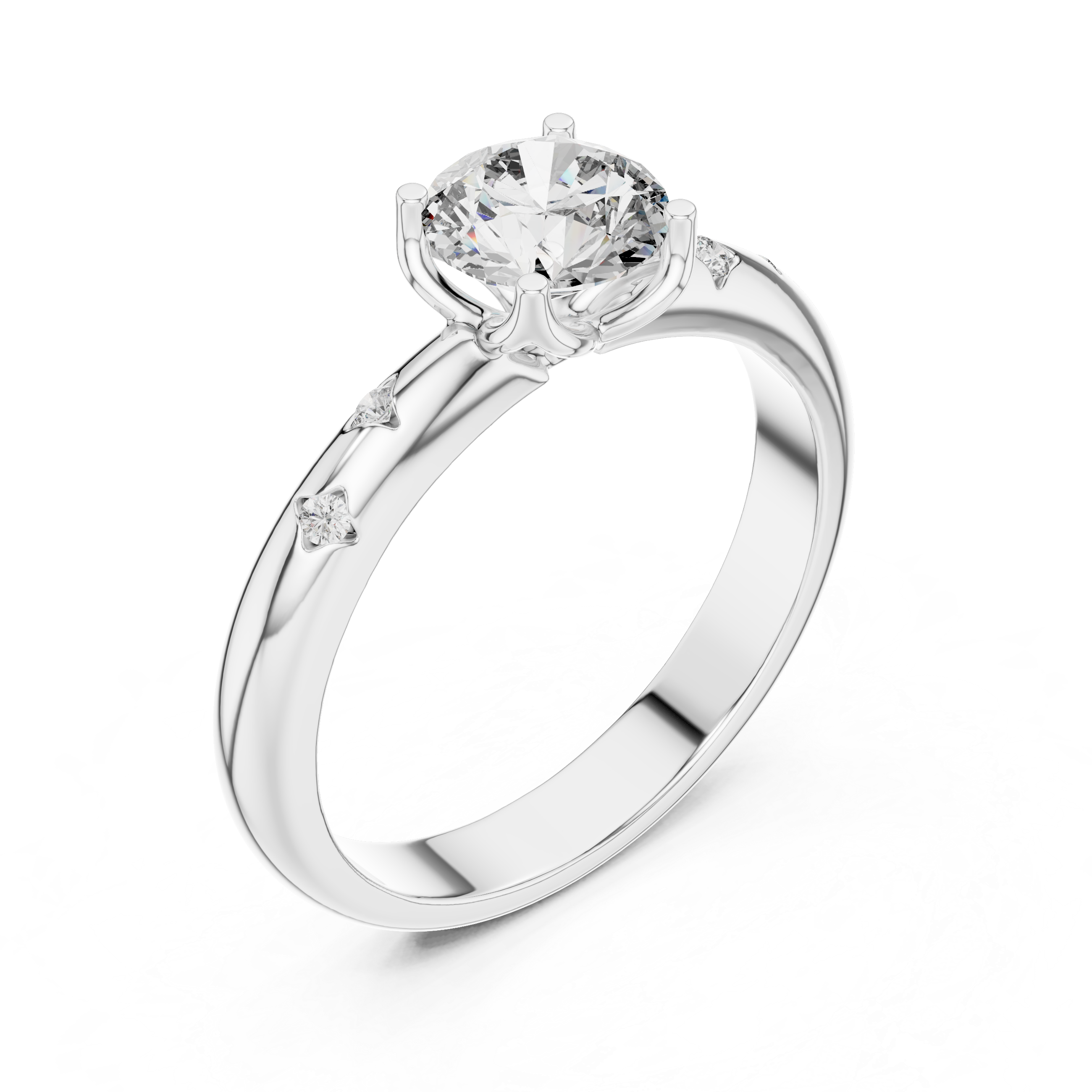 Solitaire Engagement Ring with Bezel-Set Accent Stones