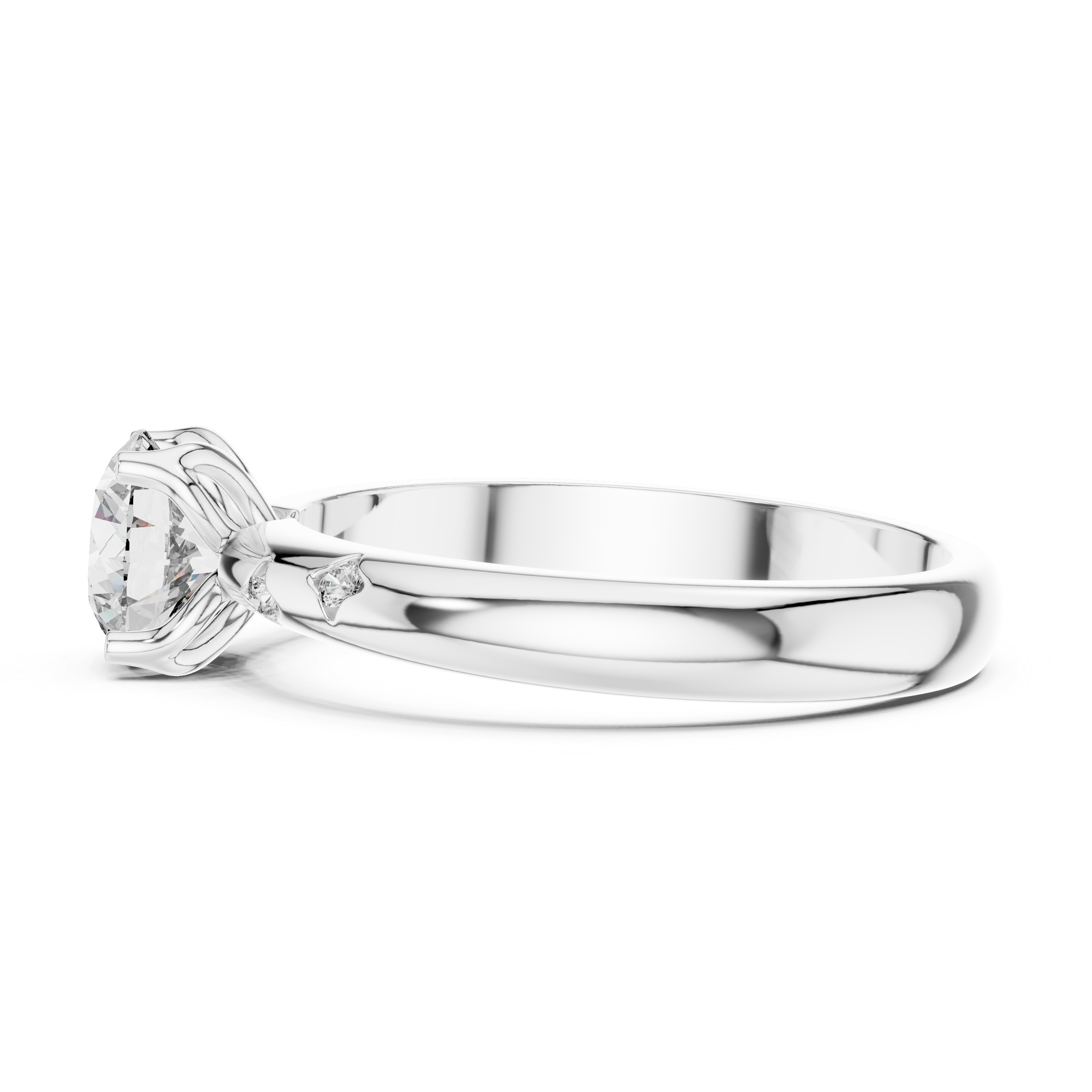 Solitaire Engagement Ring with Bezel-Set Accent Stones