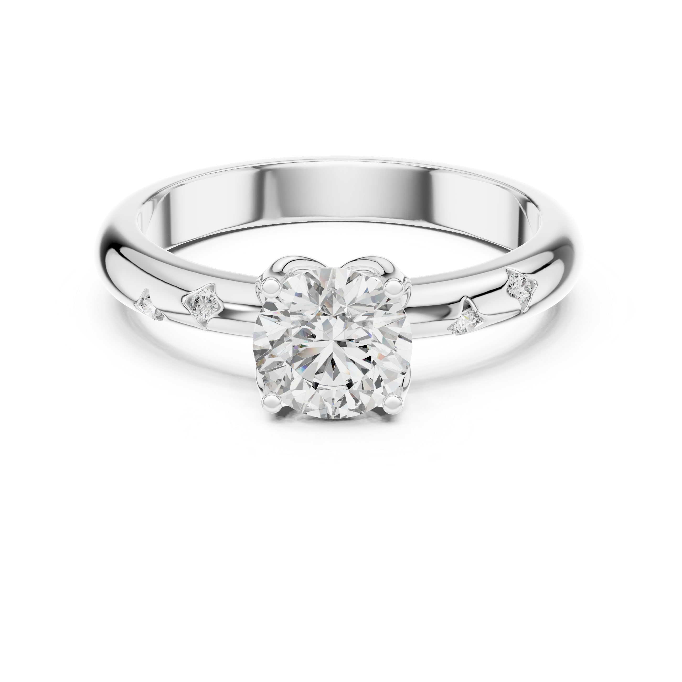 Solitaire Engagement Ring with Bezel-Set Accent Stones