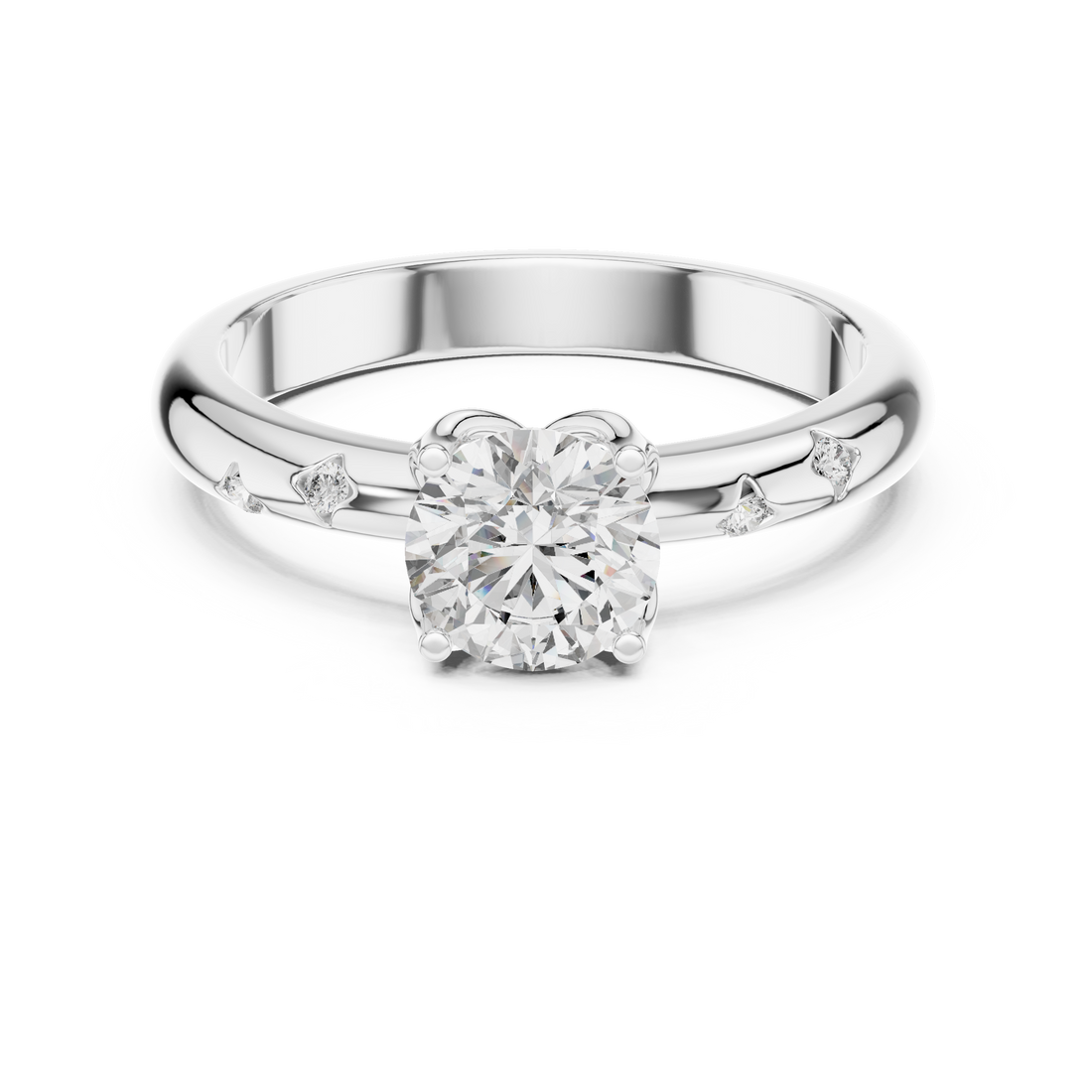 Solitaire Engagement Ring with Bezel-Set Accent Stones