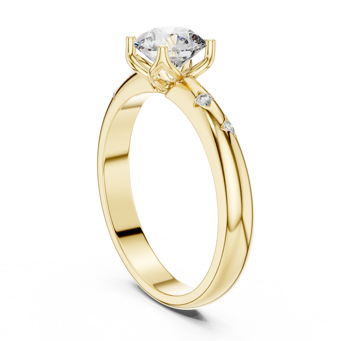 Solitaire Engagement Ring with Bezel-Set Accent Stones
