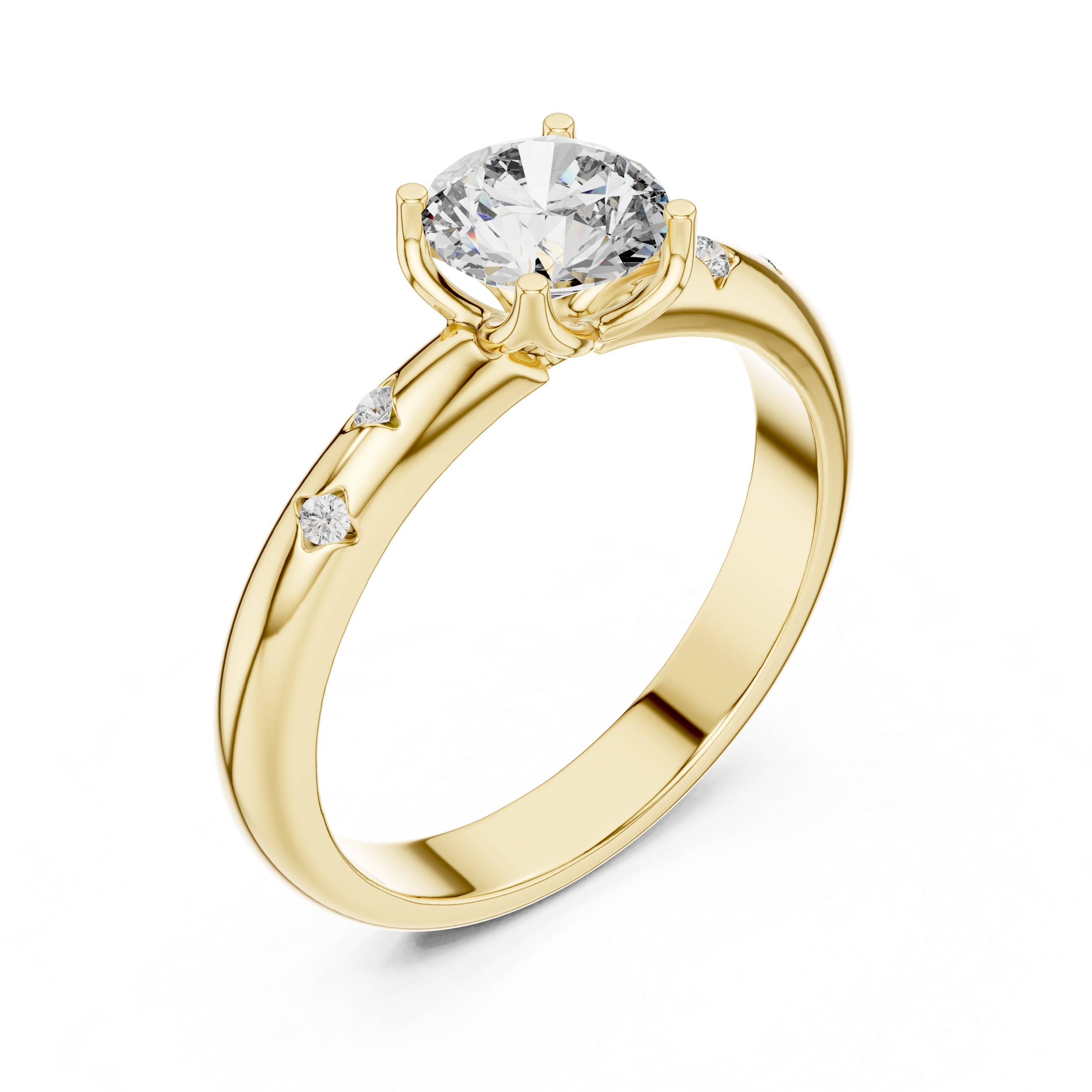 Solitaire Engagement Ring with Bezel-Set Accent Stones