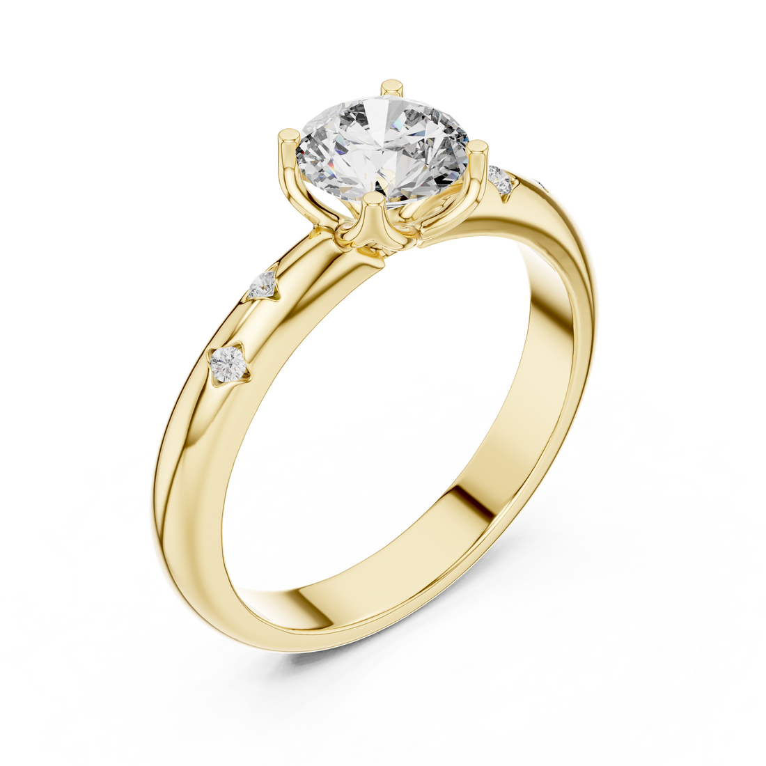 Solitaire Engagement Ring with Bezel-Set Accent Stones