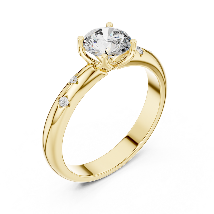 Solitaire Engagement Ring with Bezel-Set Accent Stones