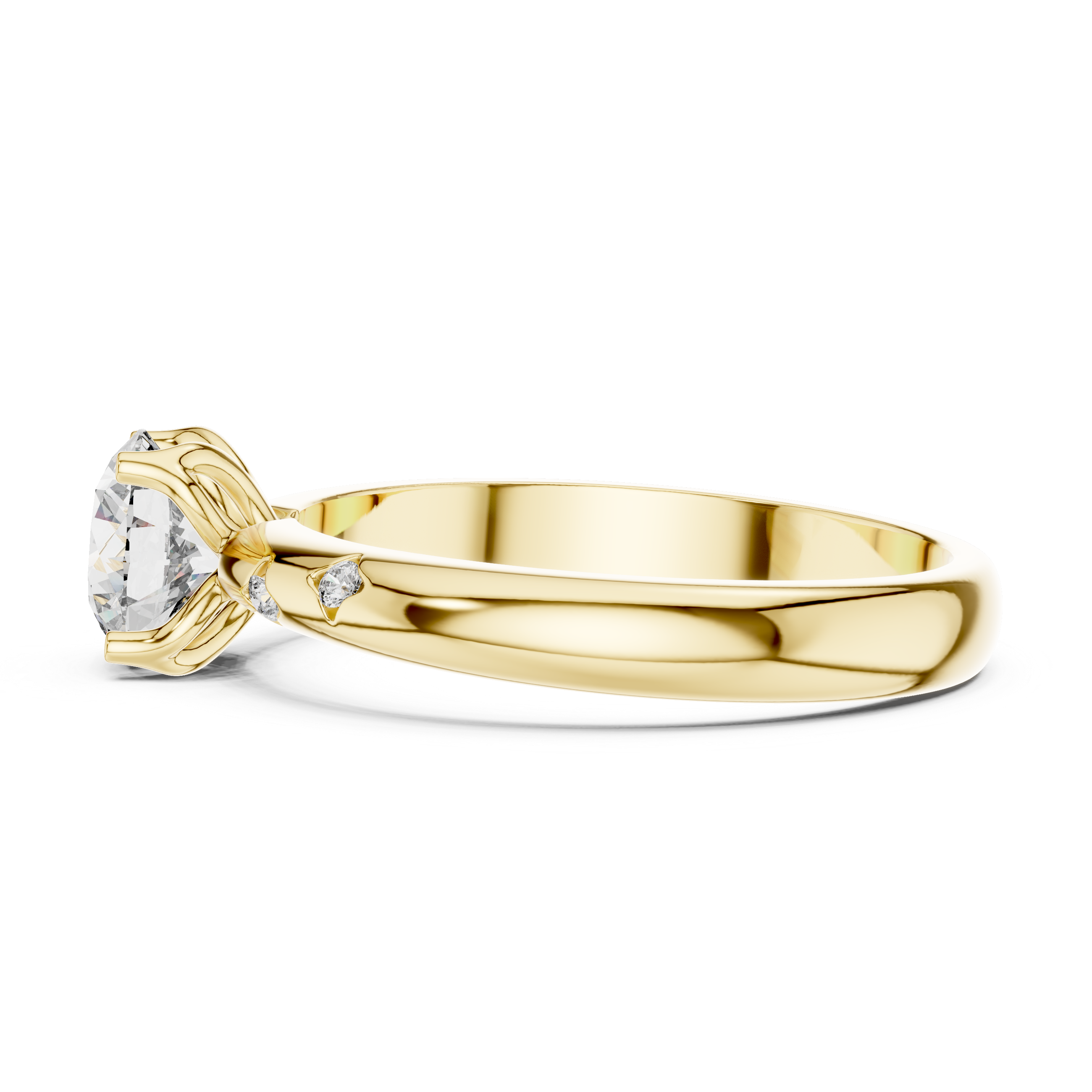 Solitaire Engagement Ring with Bezel-Set Accent Stones