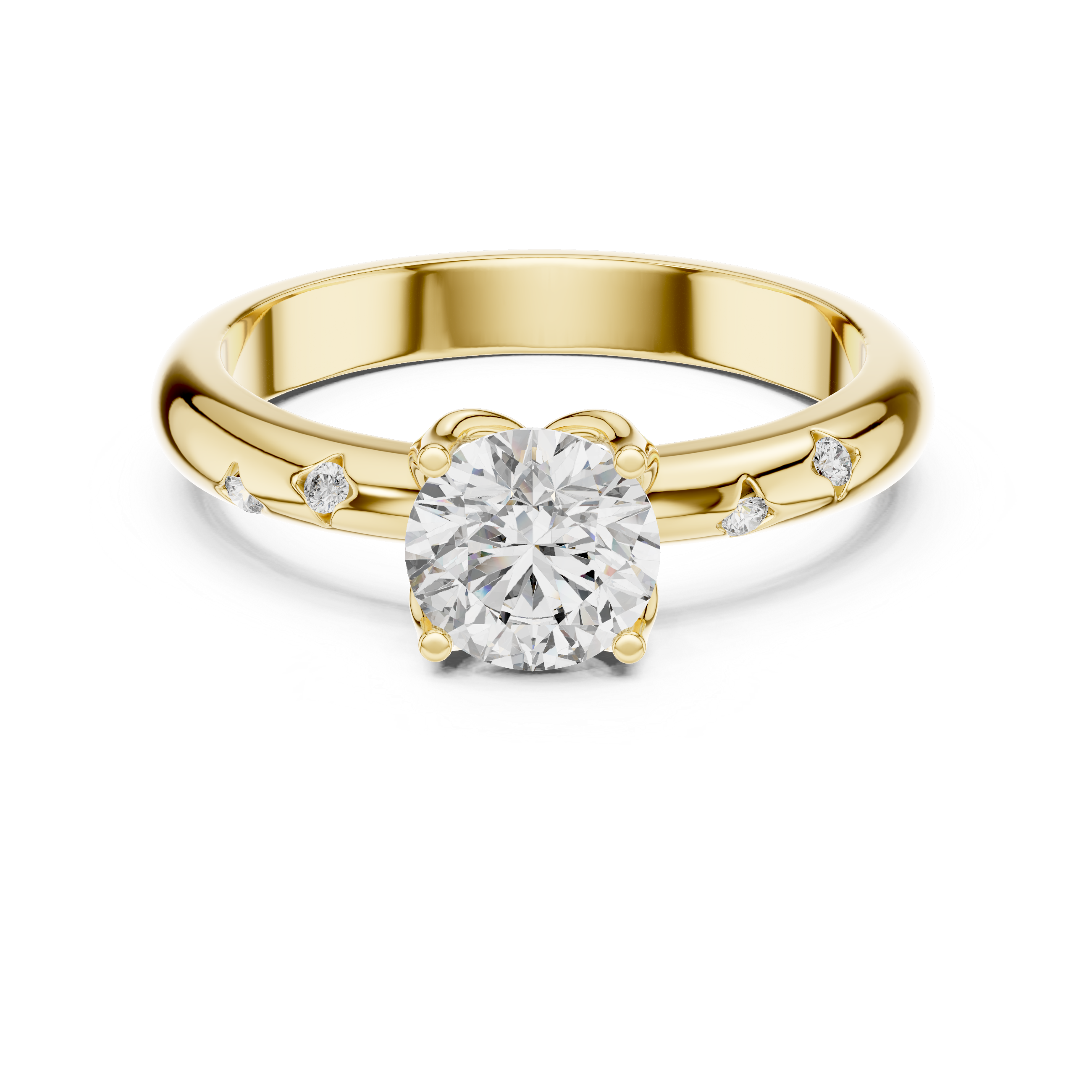 Solitaire Engagement Ring with Bezel-Set Accent Stones