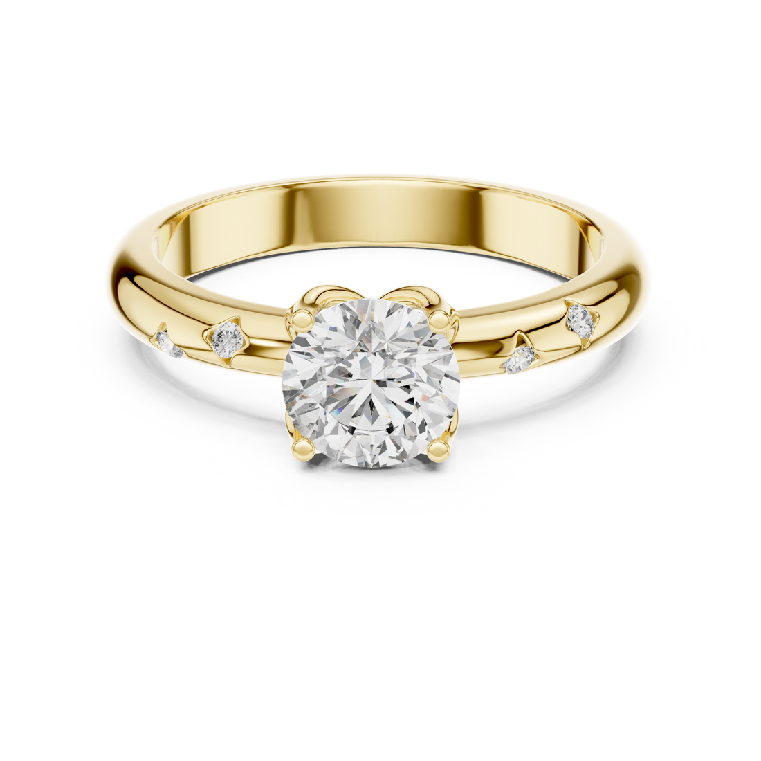 Solitaire Engagement Ring with Bezel-Set Accent Stones