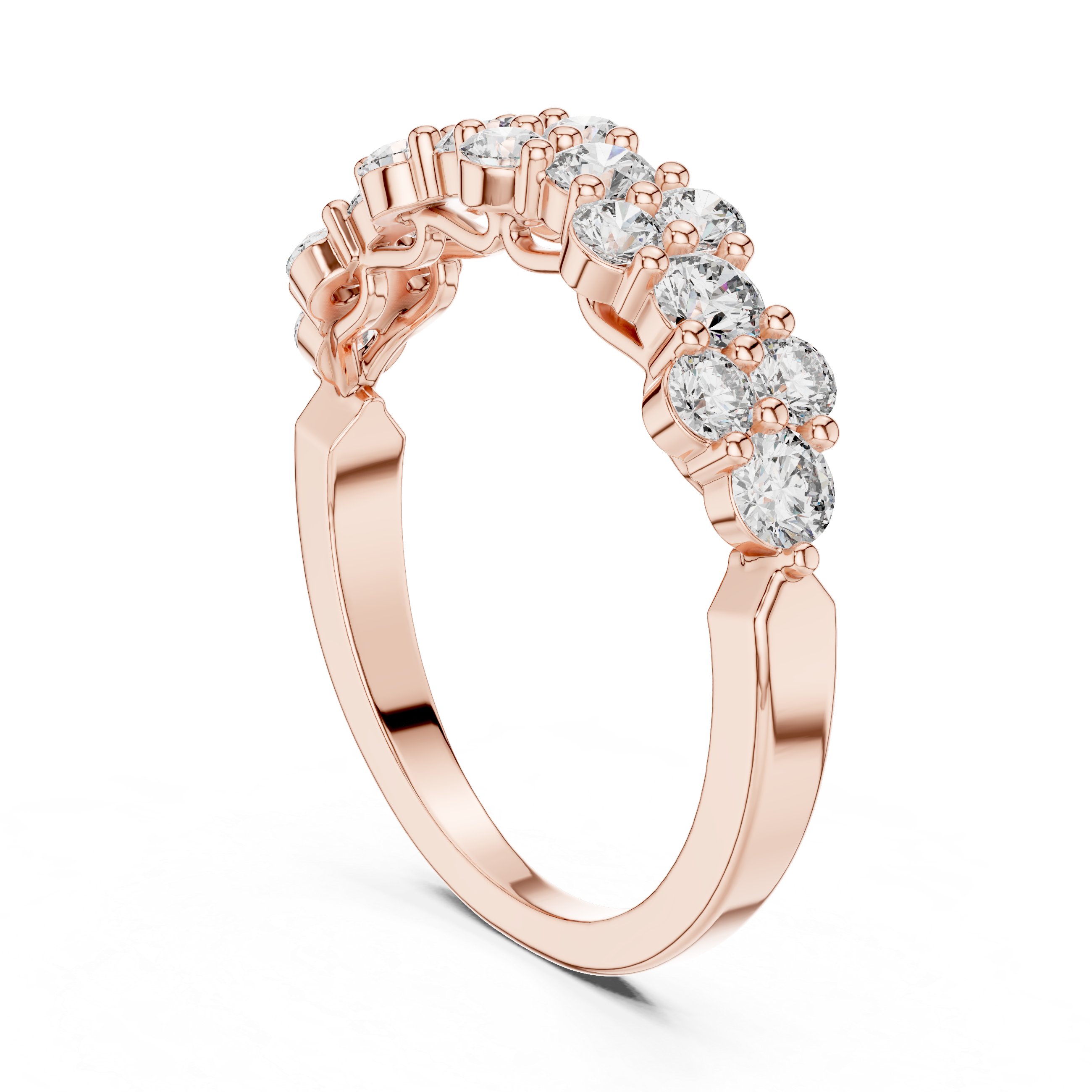 Graduated Cluster Diamond Half-Eternity Band