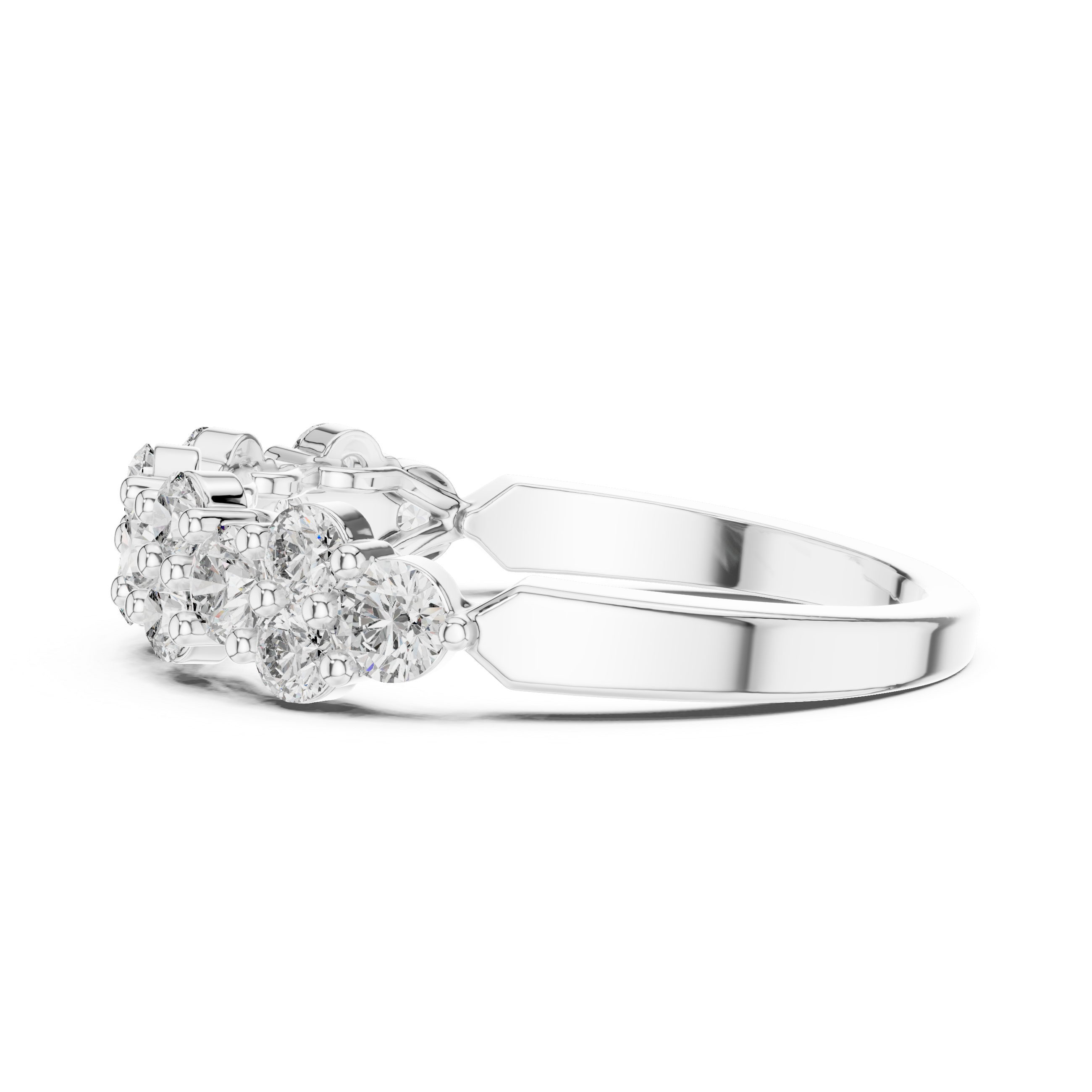 Graduated Cluster Diamond Half-Eternity Band