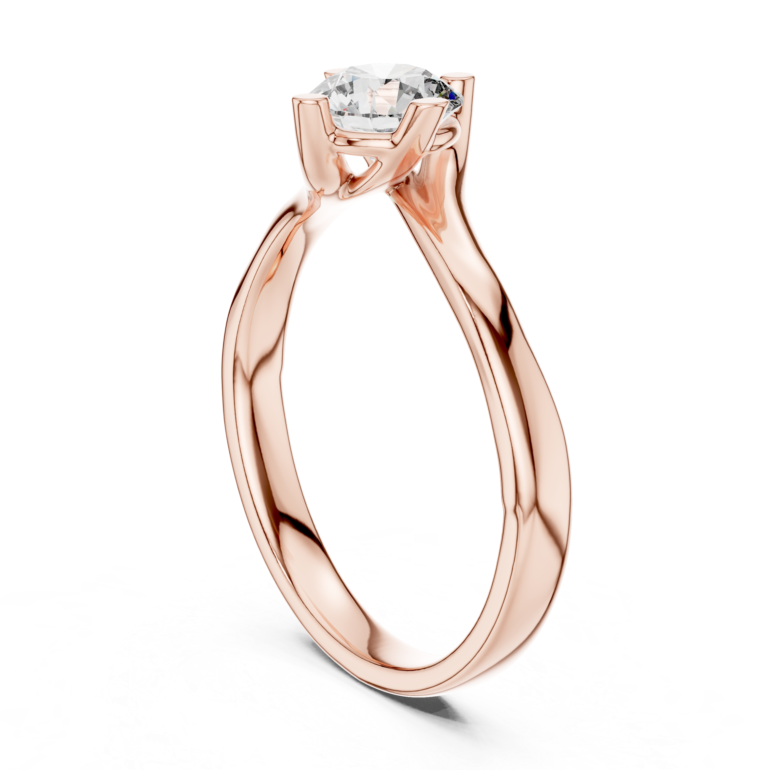 Round Solitaire Engagement Ring with Cross-Over Bypass Shank