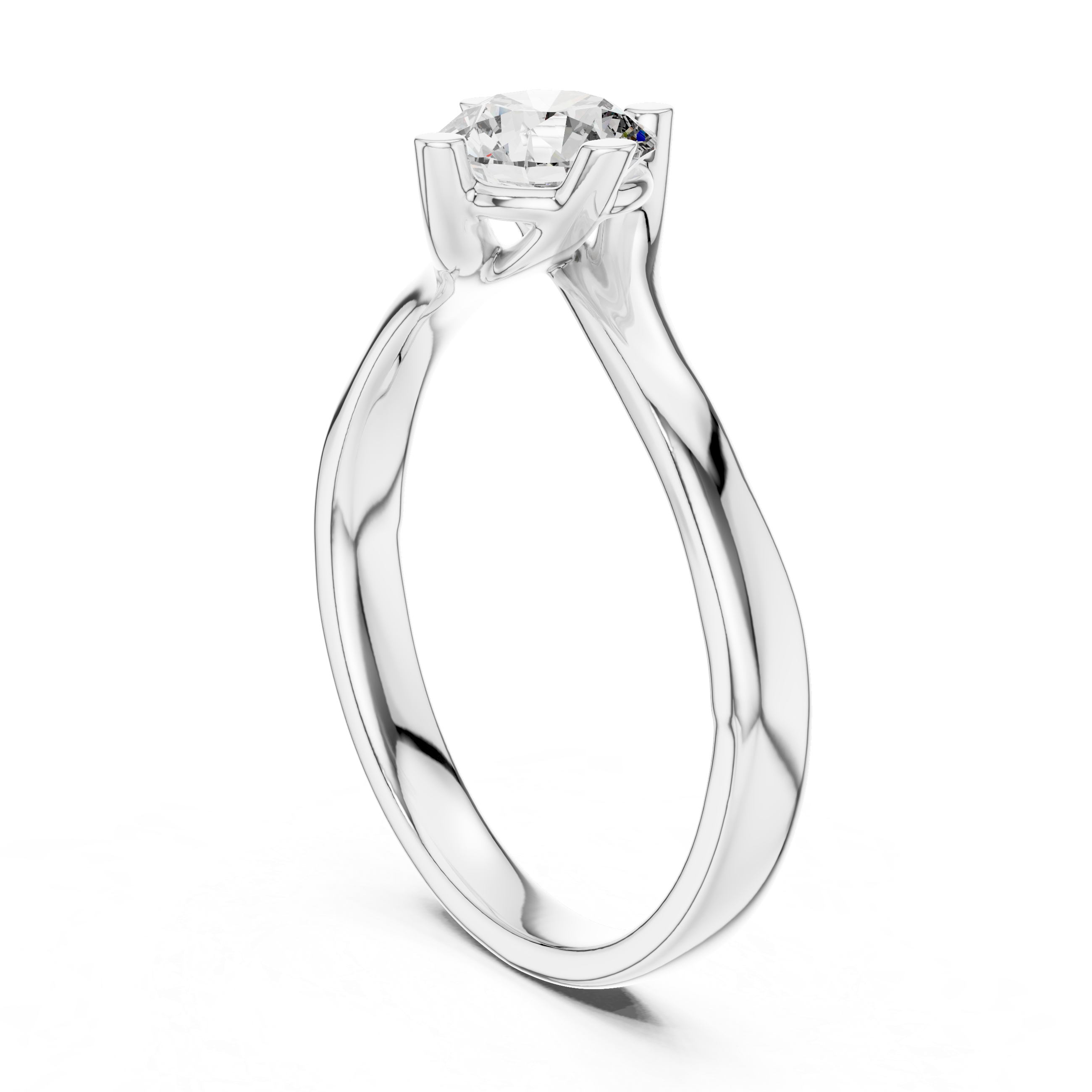 Round Solitaire Engagement Ring with Cross-Over Bypass Shank