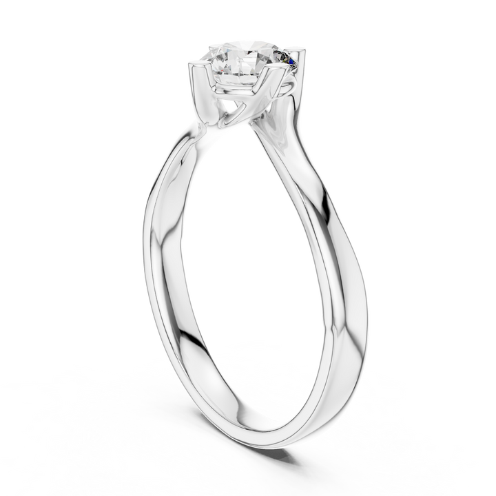 Round Solitaire Engagement Ring with Cross-Over Bypass Shank