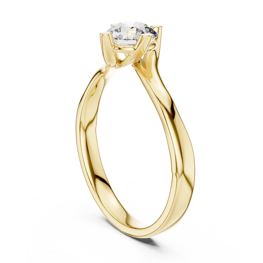 Round Solitaire Engagement Ring with Cross-Over Bypass Shank