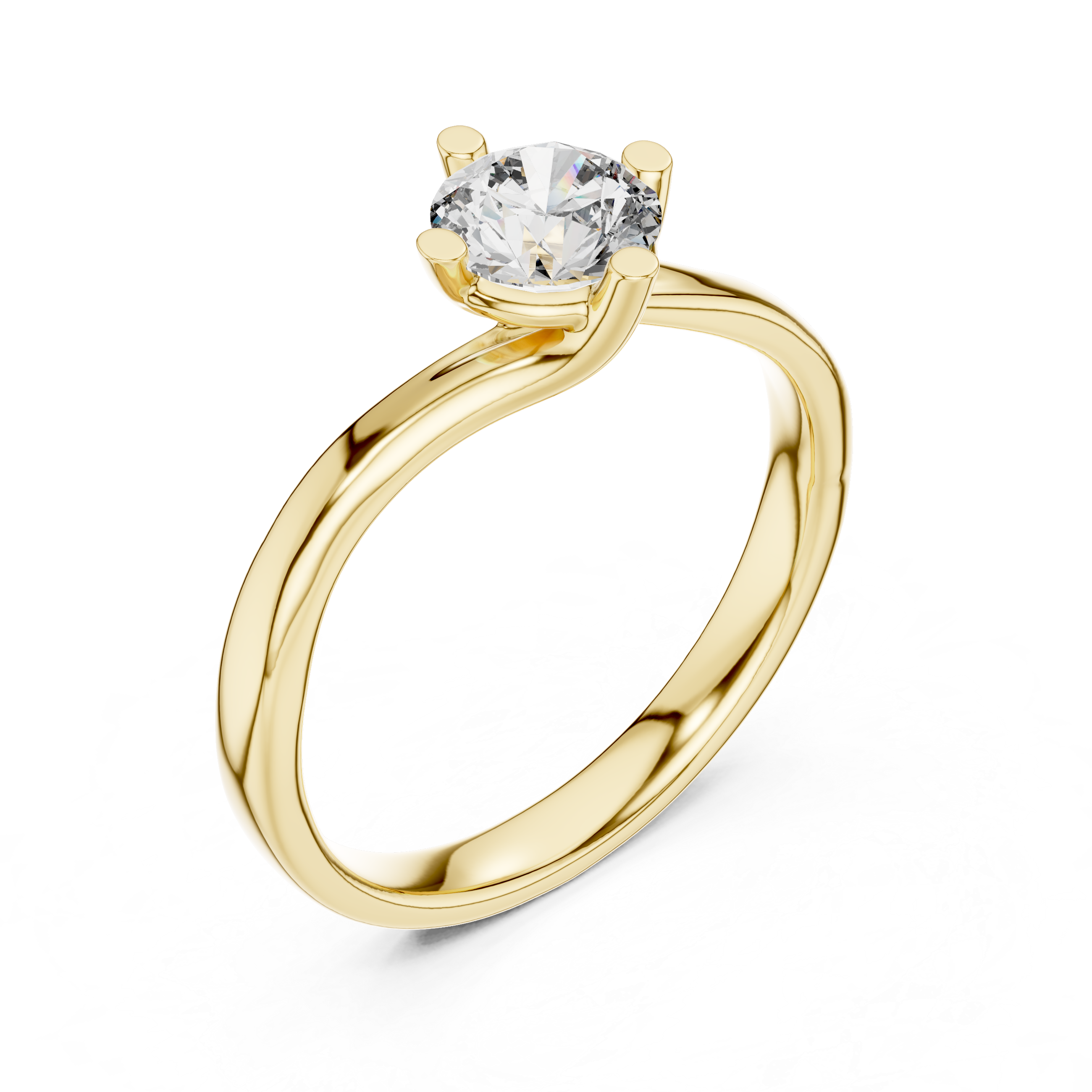 Round Solitaire Engagement Ring with Cross-Over Bypass Shank