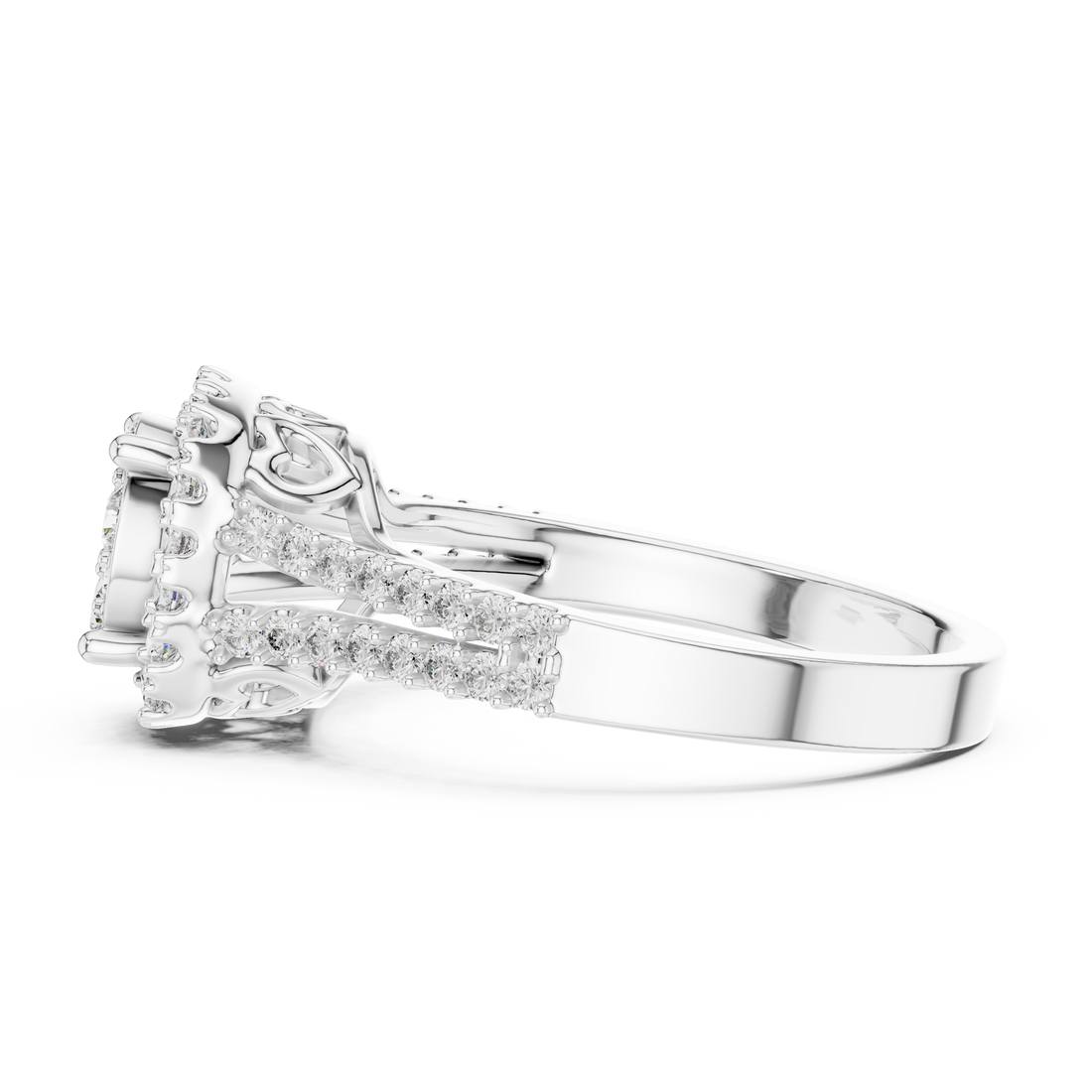 Multi-Stone Cluster Diamond Engagement Ring with Pave Split Shank