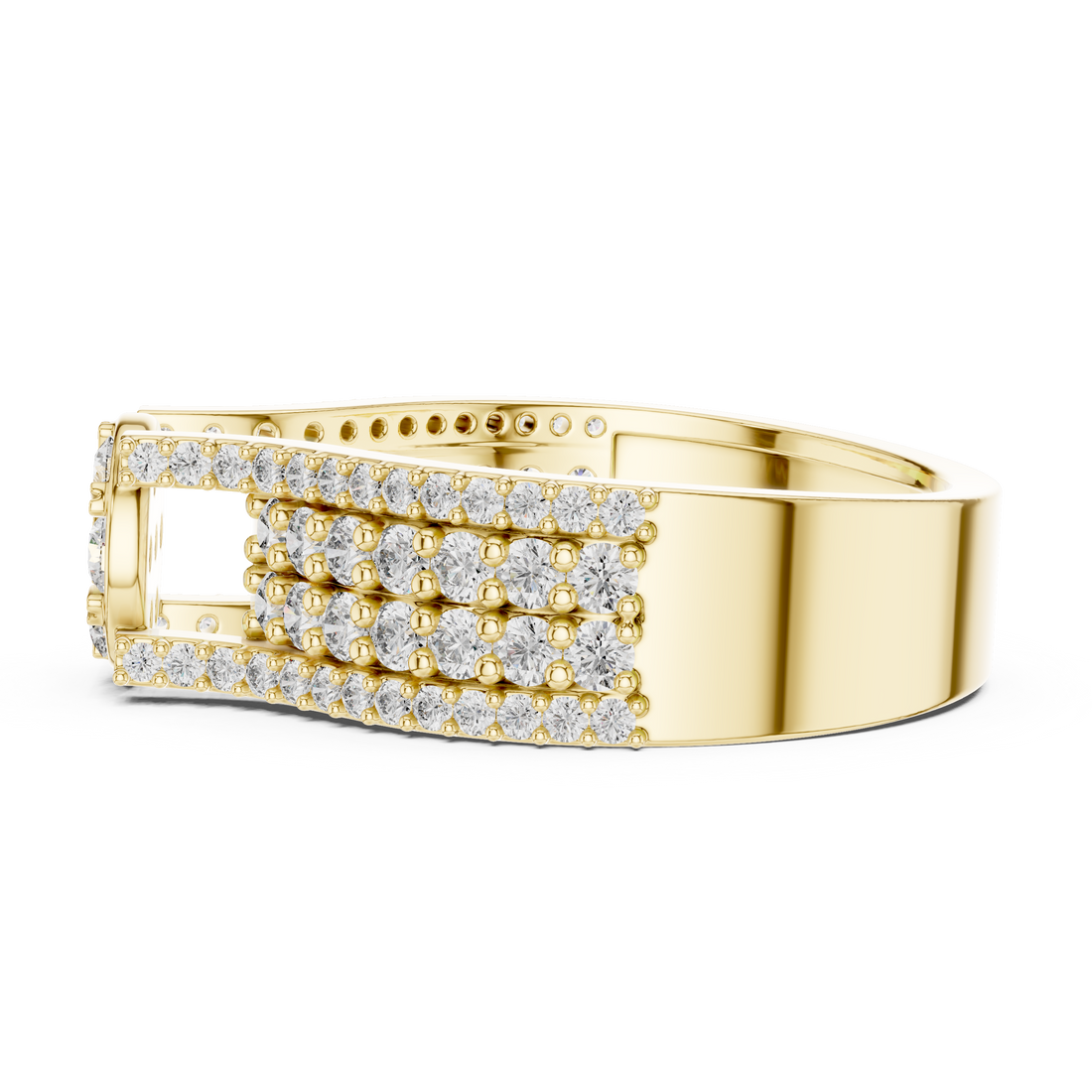 Round Floral Cluster Ring with Multi-Row Pave Band