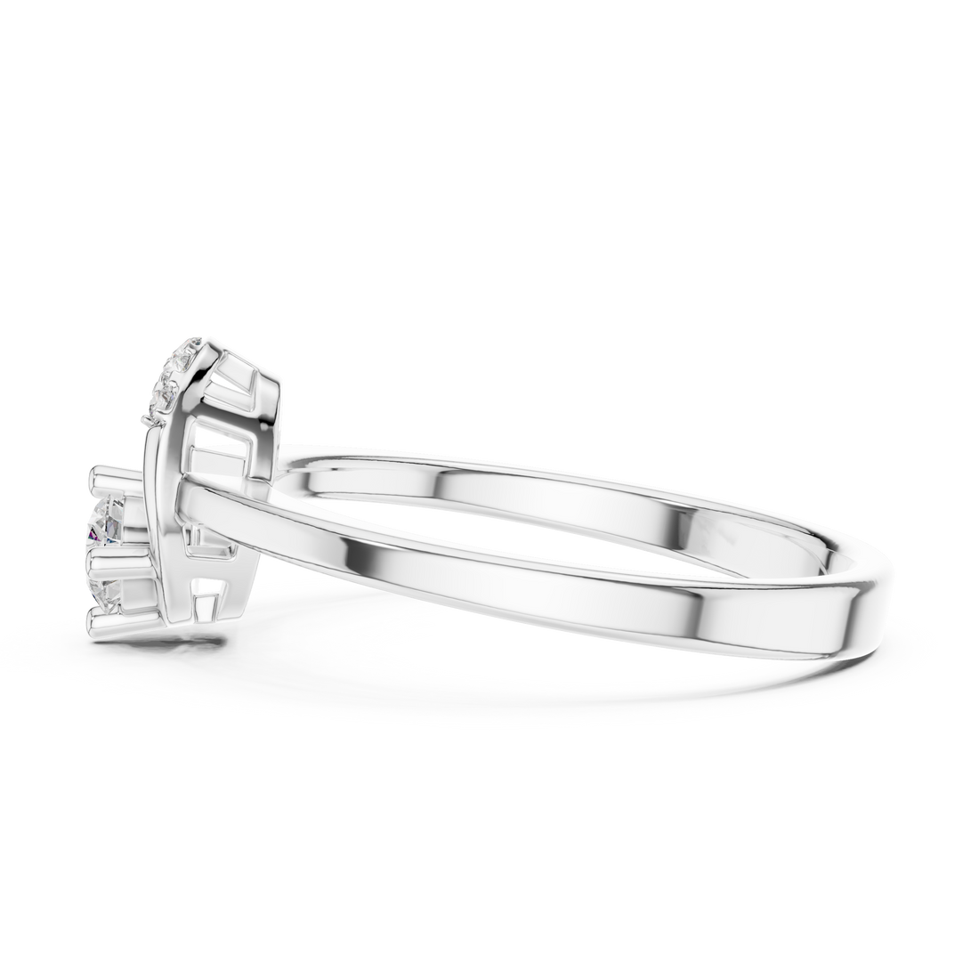Round Solitaire Engagement Ring with Curved Tiara Arch Accent
