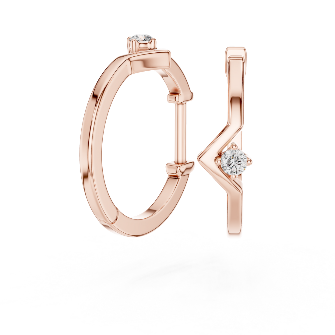 Minimalist V-Chevron Diamond Hoop Earring