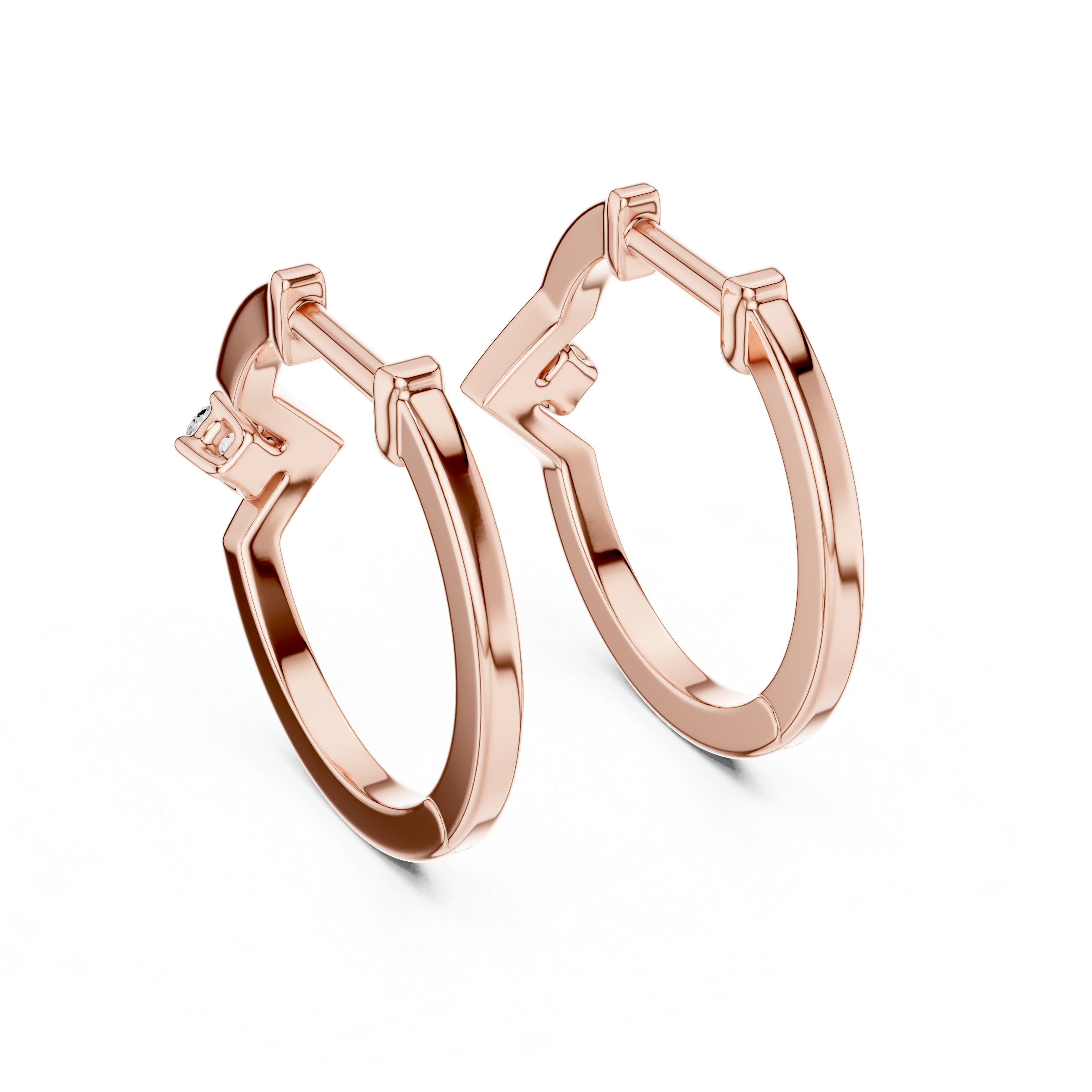 Minimalist V-Chevron Diamond Hoop Earring