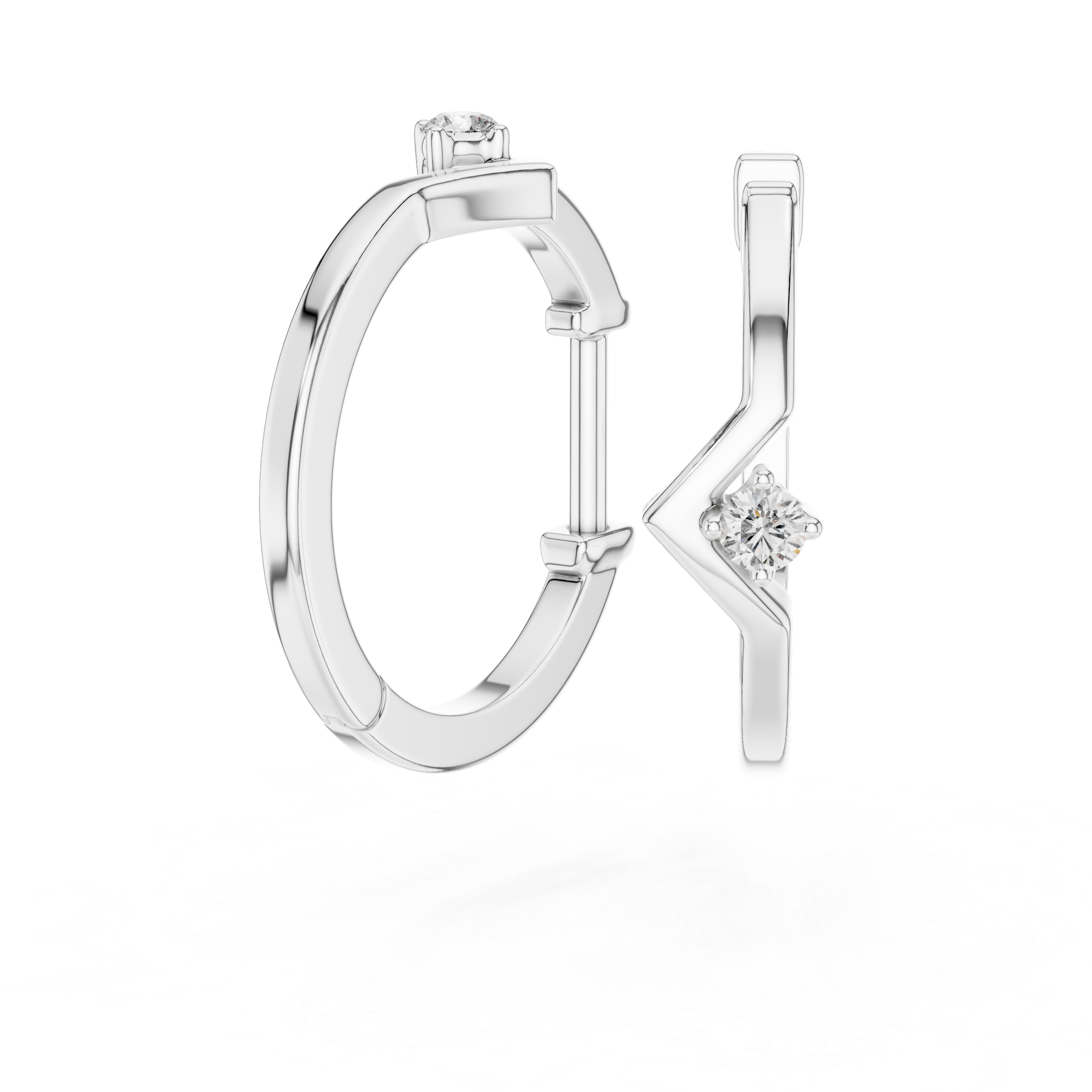Minimalist V-Chevron Diamond Hoop Earring