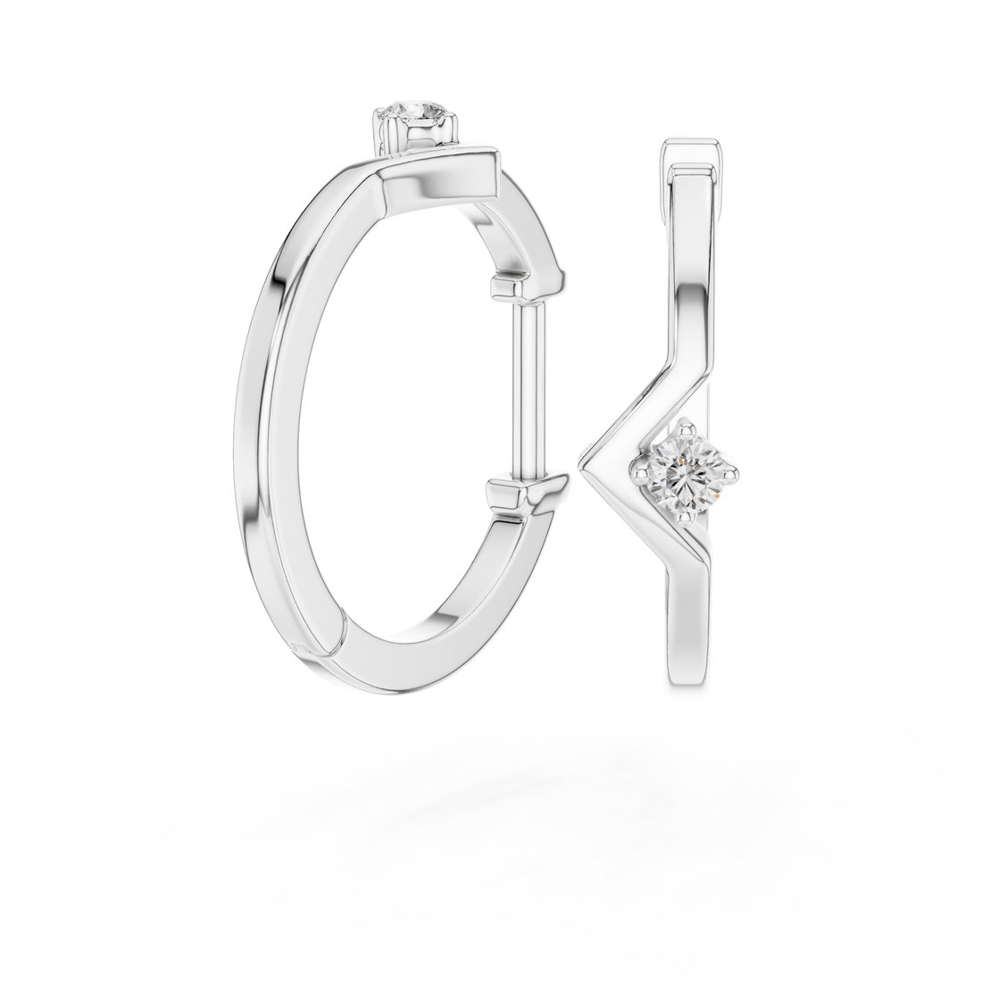 Minimalist V-Chevron Diamond Hoop Earring