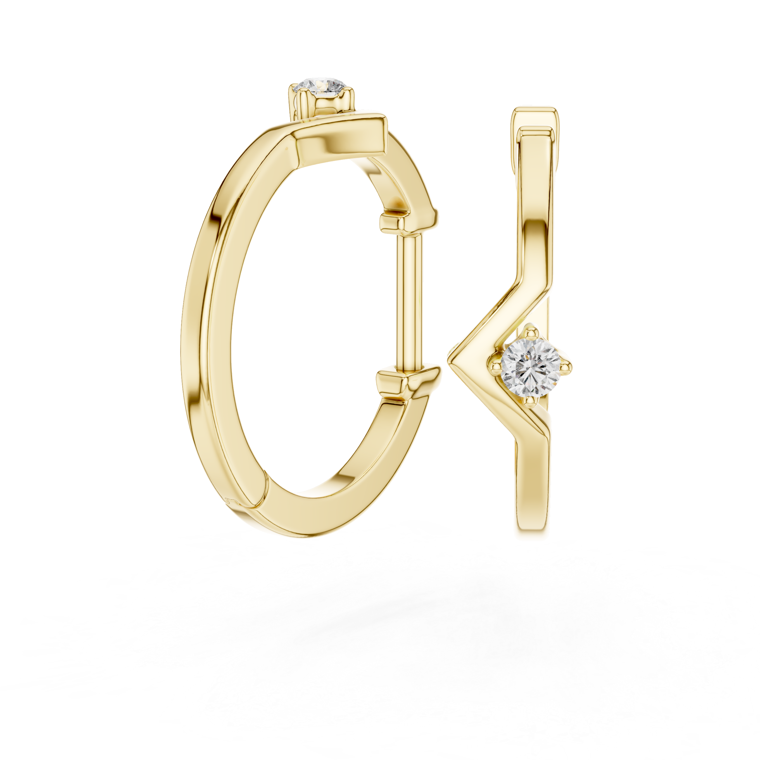 Minimalist V-Chevron Diamond Hoop Earring