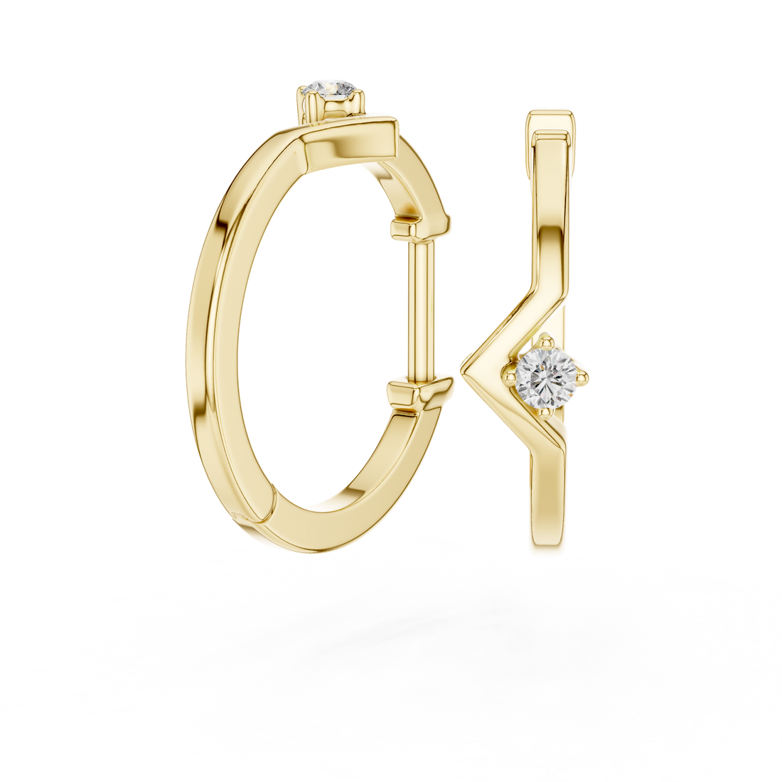 Minimalist V-Chevron Diamond Hoop Earring