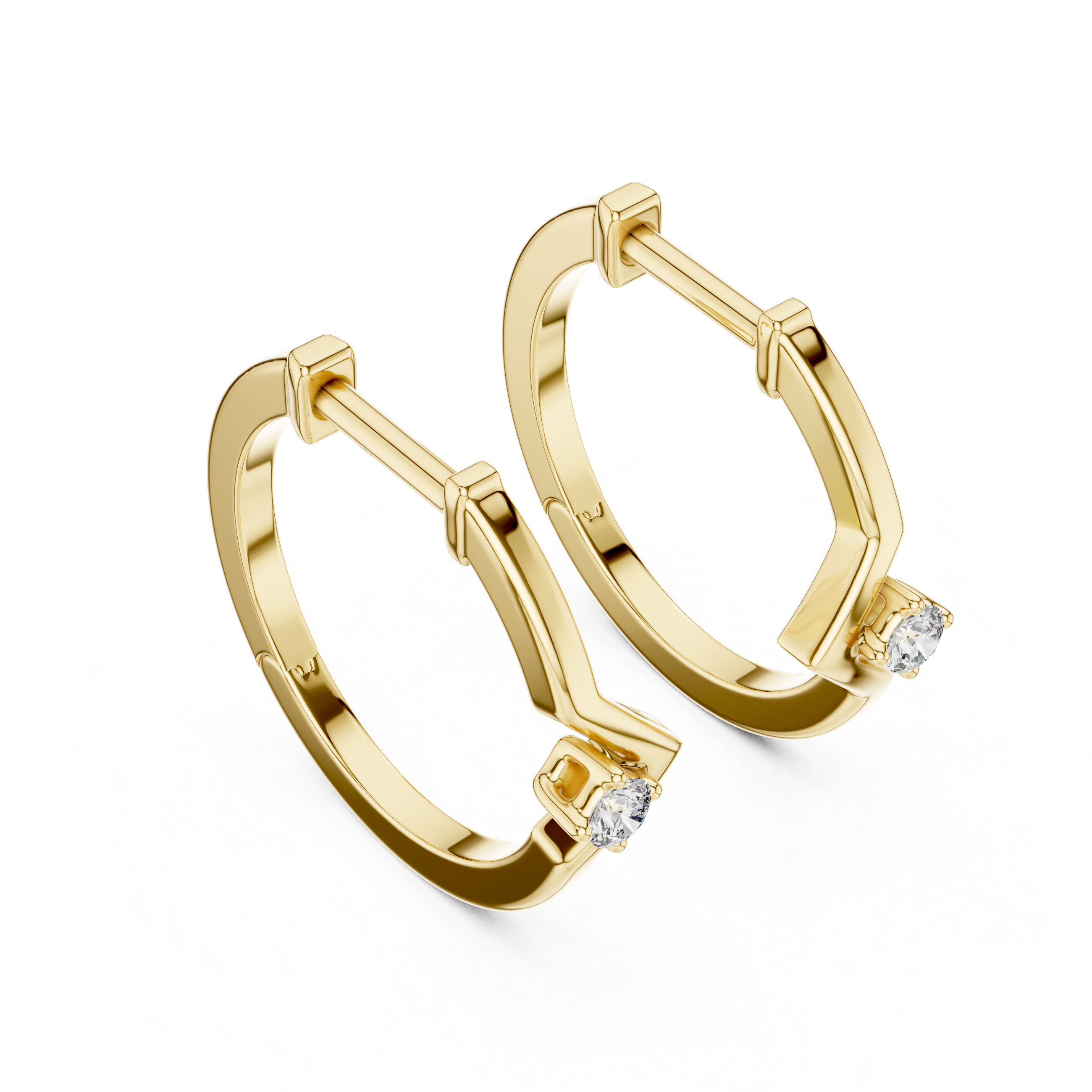 Minimalist V-Chevron Diamond Hoop Earring