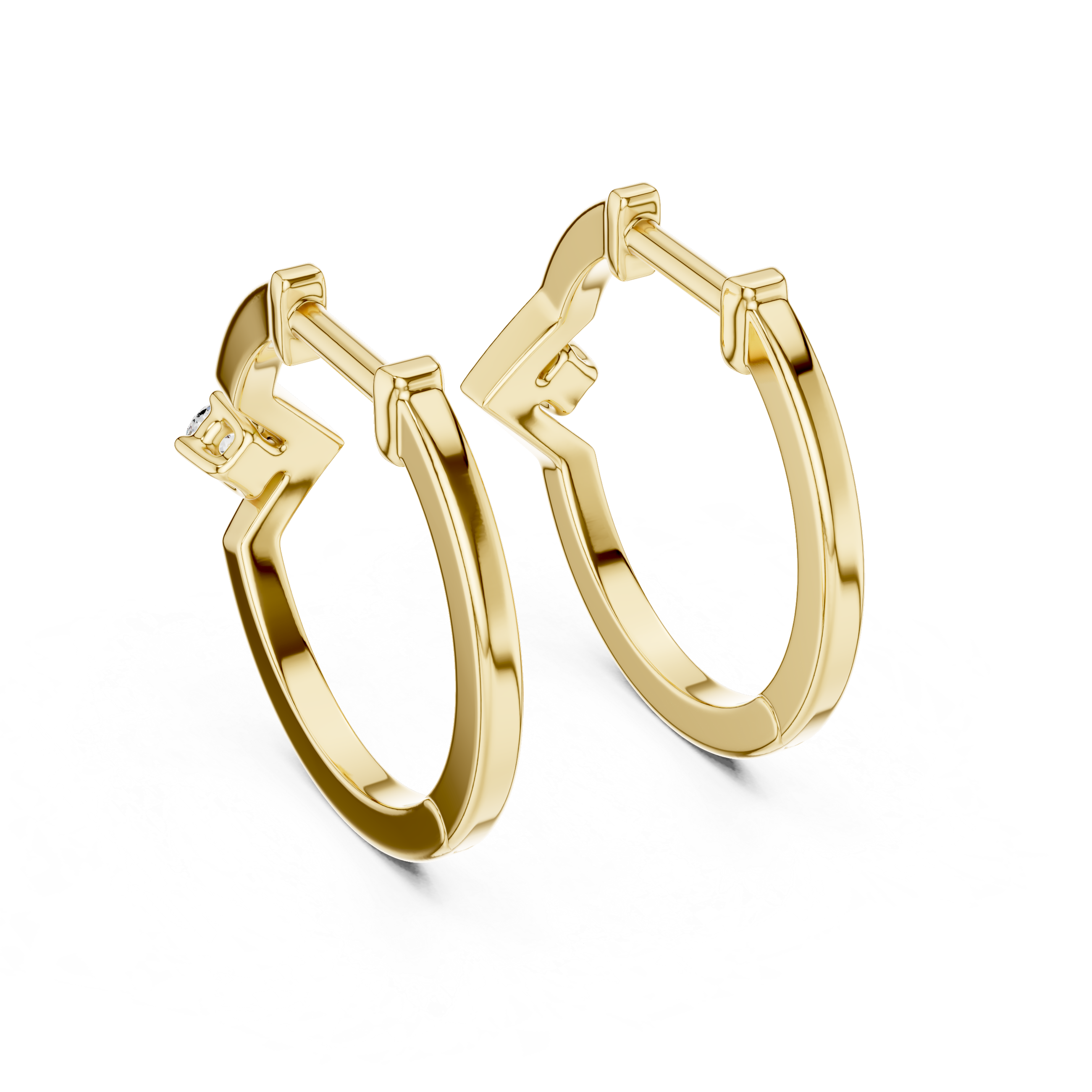 Minimalist V-Chevron Diamond Hoop Earring