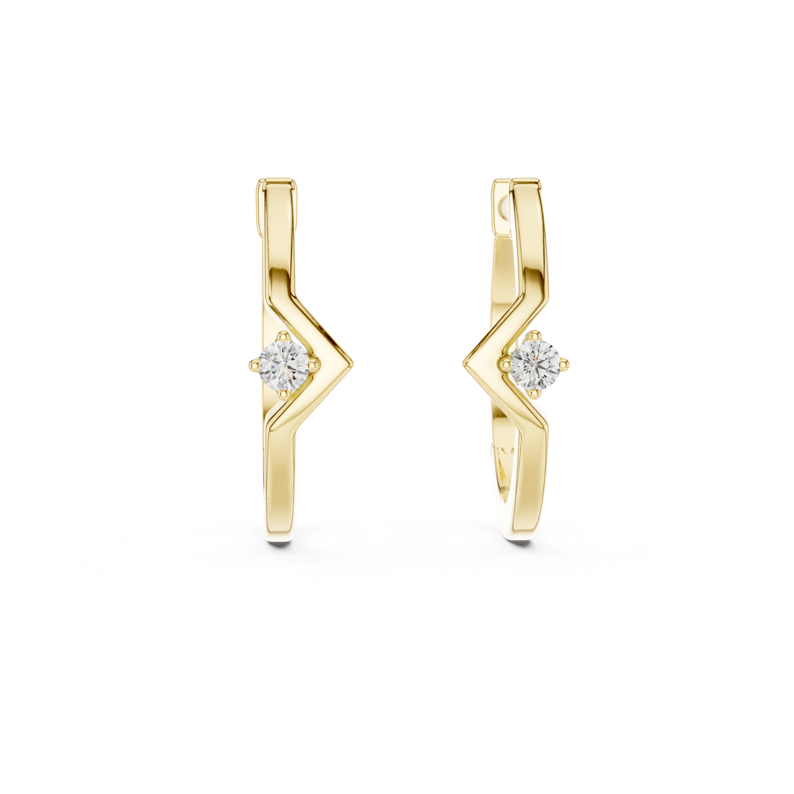 Minimalist V-Chevron Diamond Hoop Earring