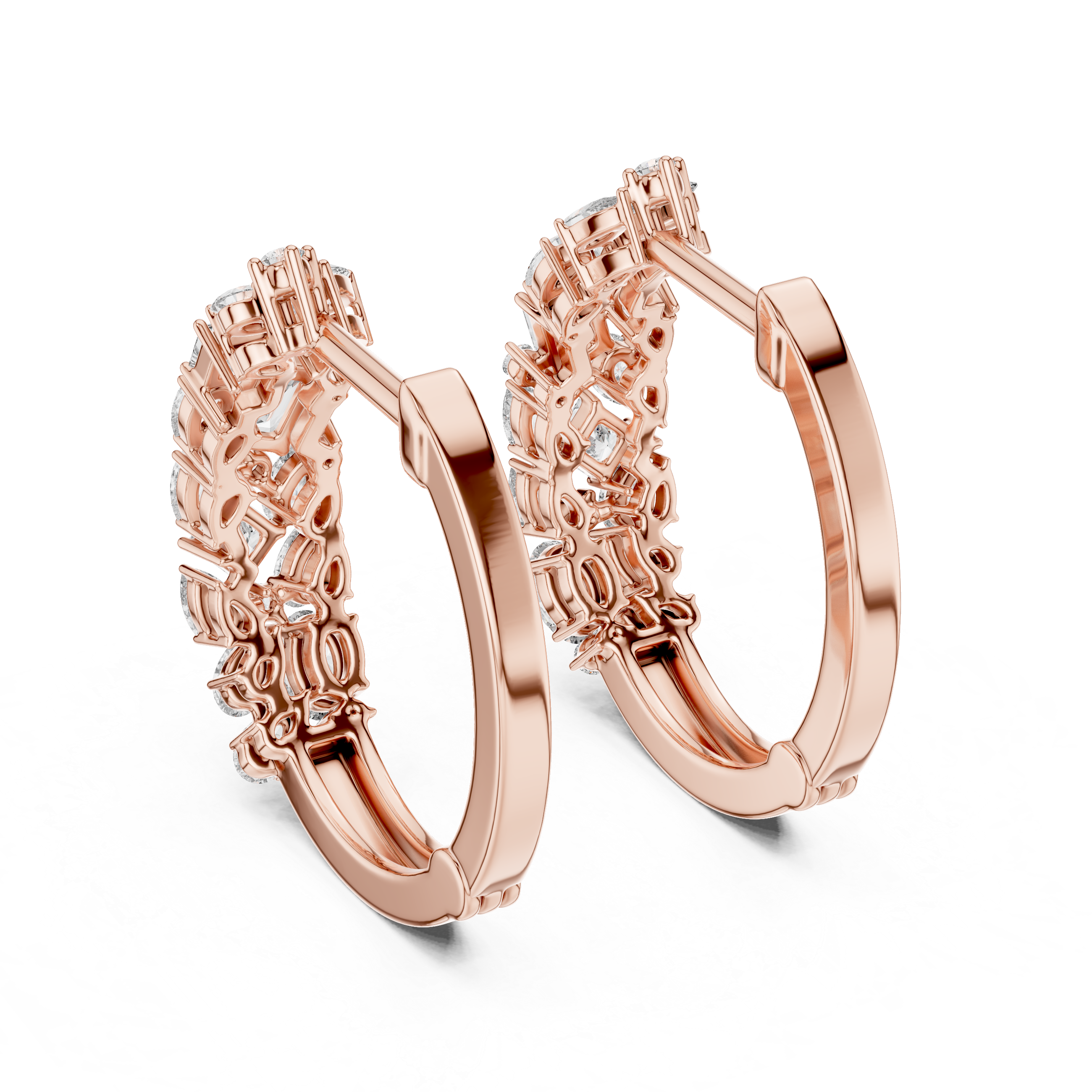 Multi-Shape Diamond Huggie Hoop Earrings