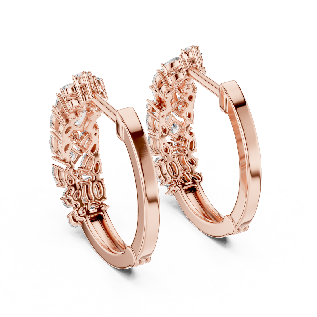 Multi-Shape Diamond Huggie Hoop Earrings
