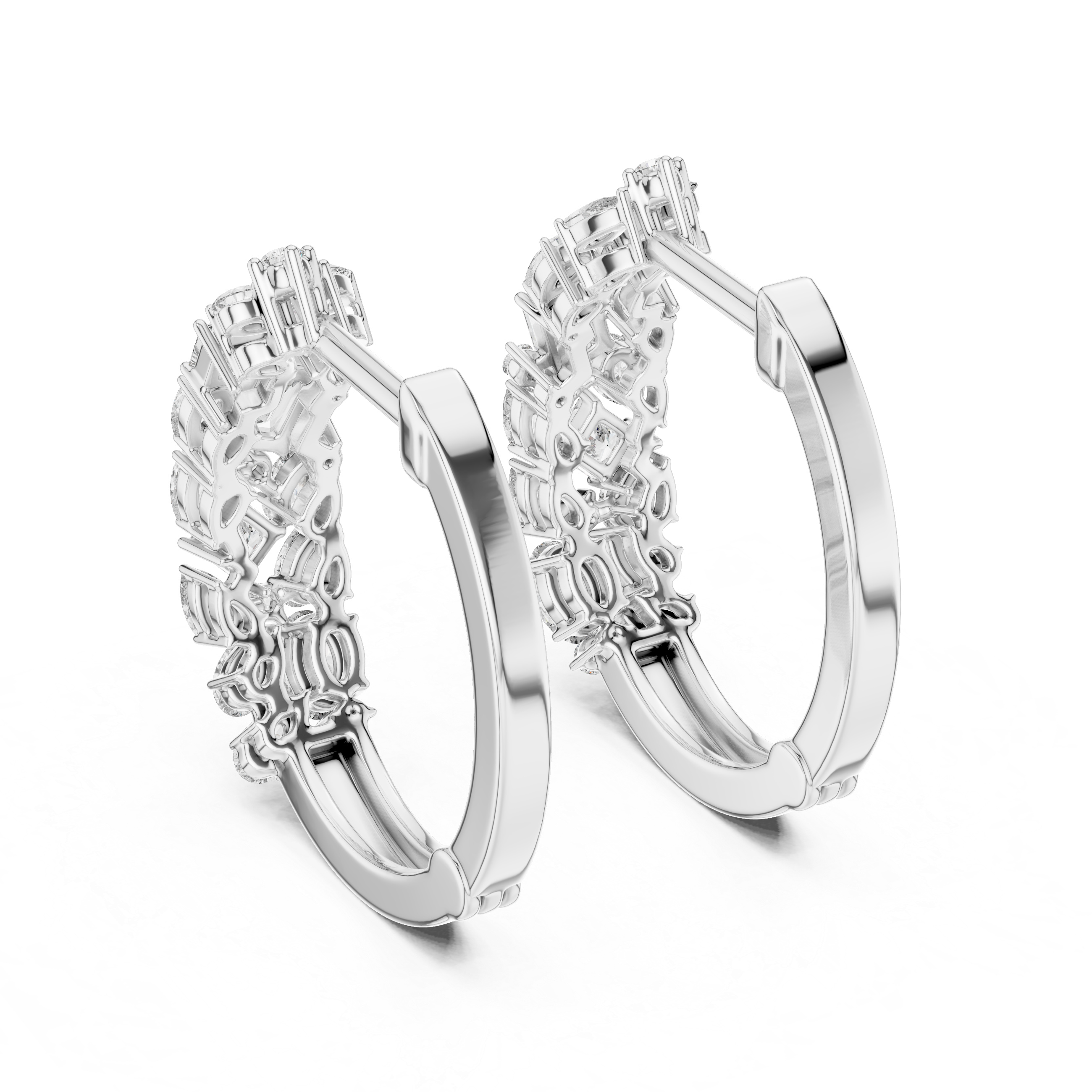 Multi-Shape Diamond Huggie Hoop Earrings