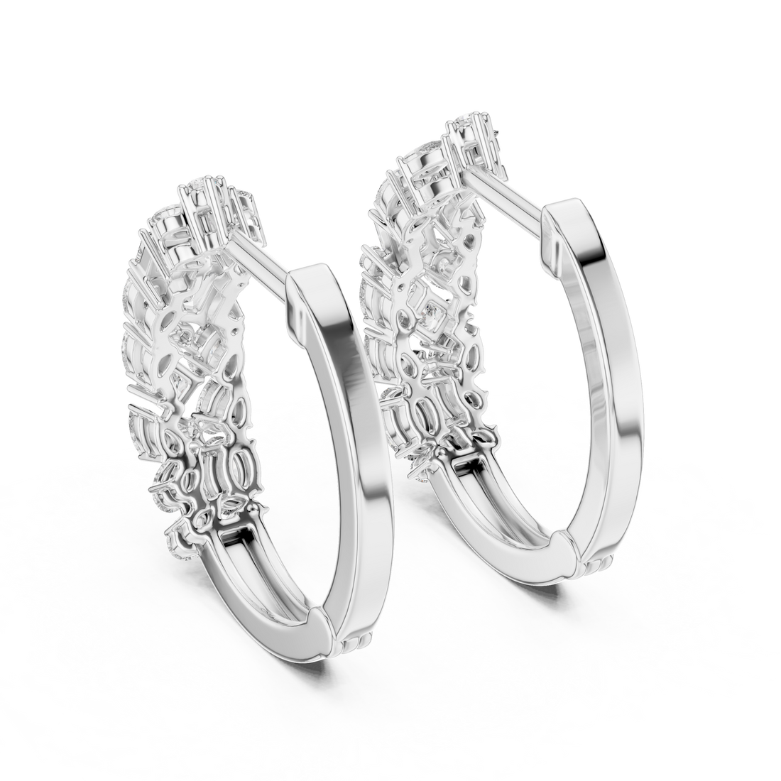 Multi-Shape Diamond Huggie Hoop Earrings