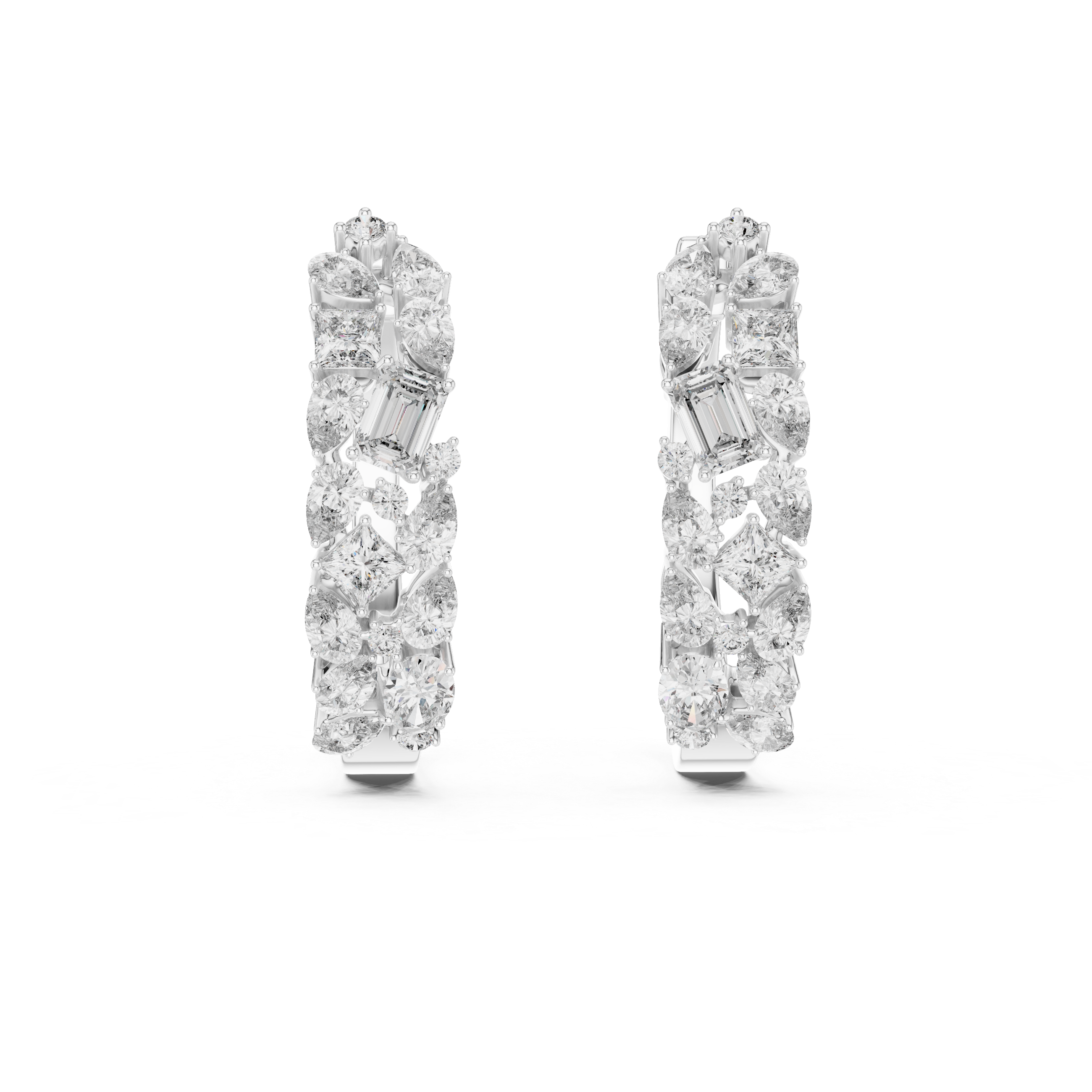 Multi-Shape Diamond Huggie Hoop Earrings