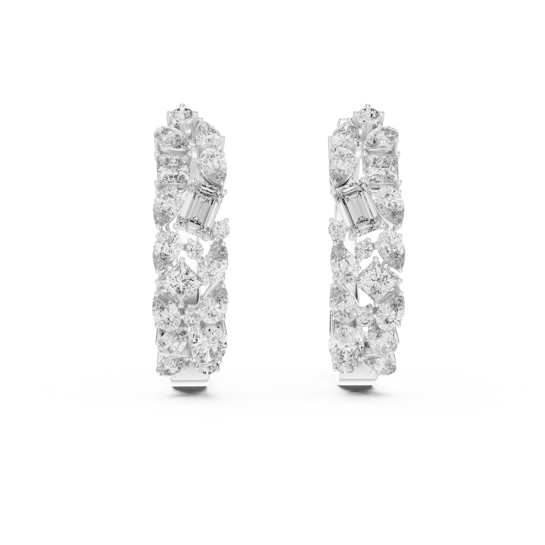 Multi-Shape Diamond Huggie Hoop Earrings