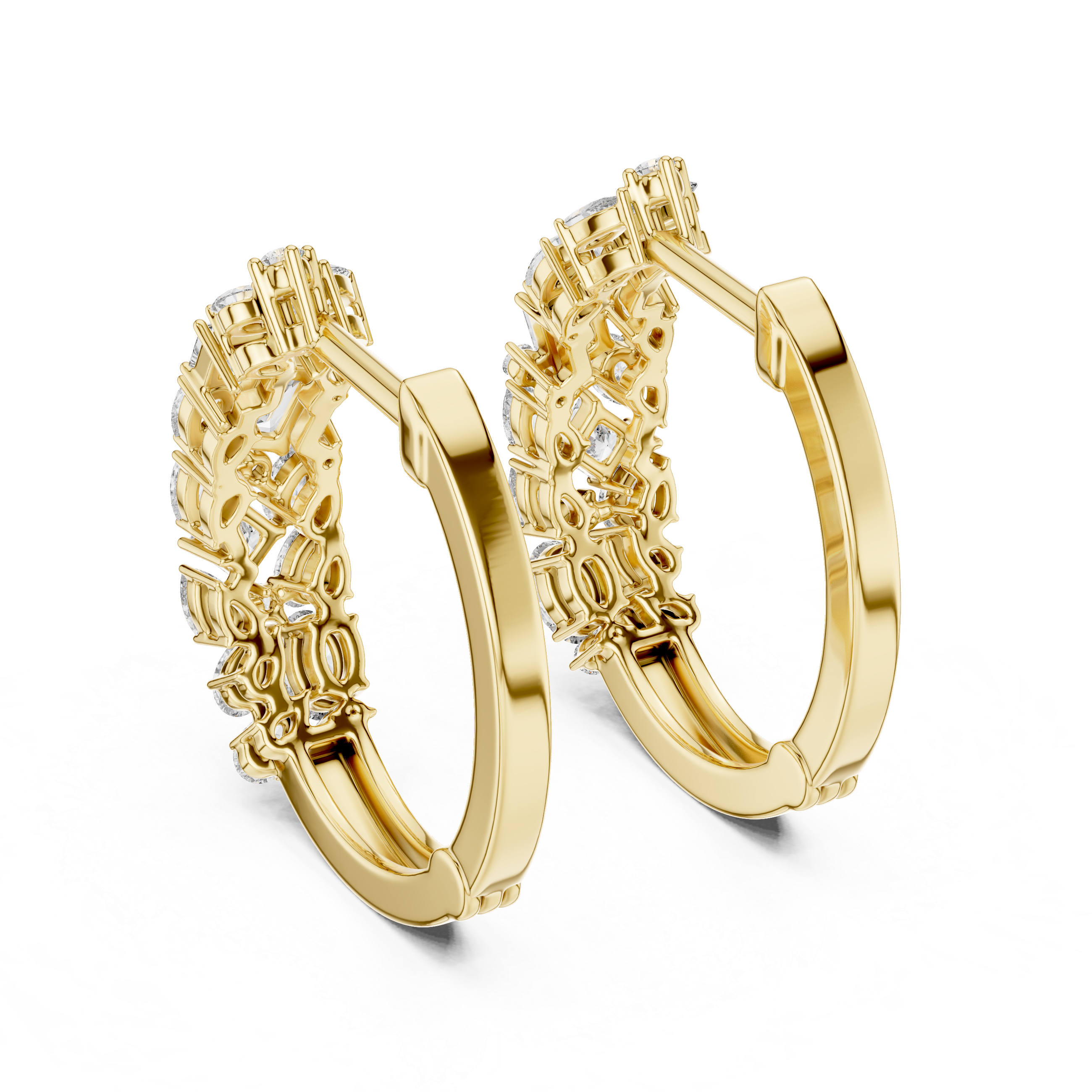 Multi-Shape Diamond Huggie Hoop Earrings