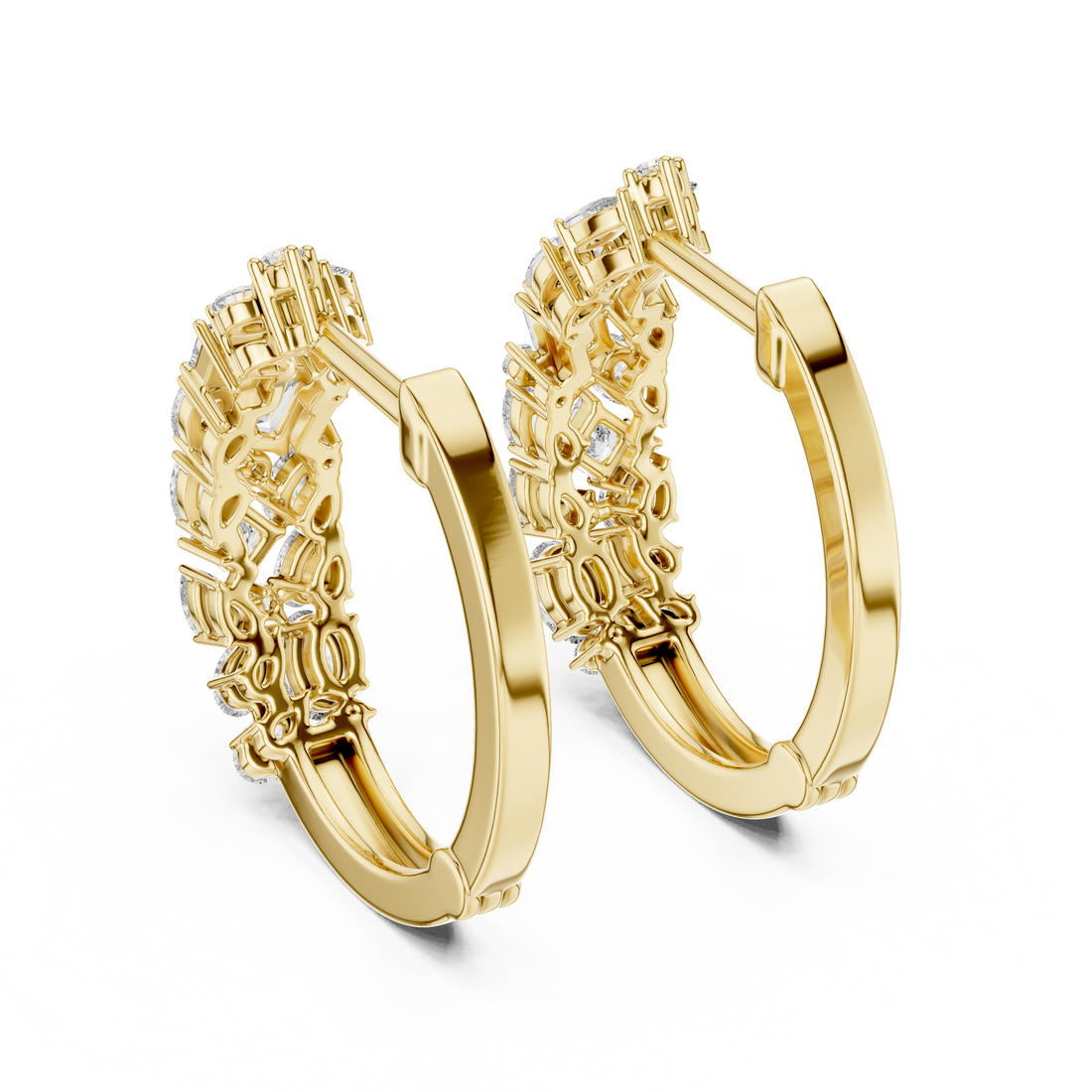 Multi-Shape Diamond Huggie Hoop Earrings