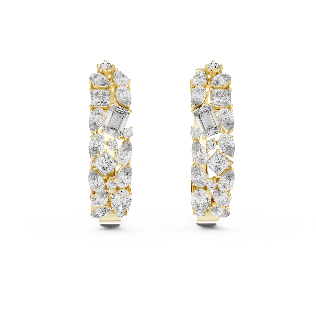 Multi-Shape Diamond Huggie Hoop Earrings