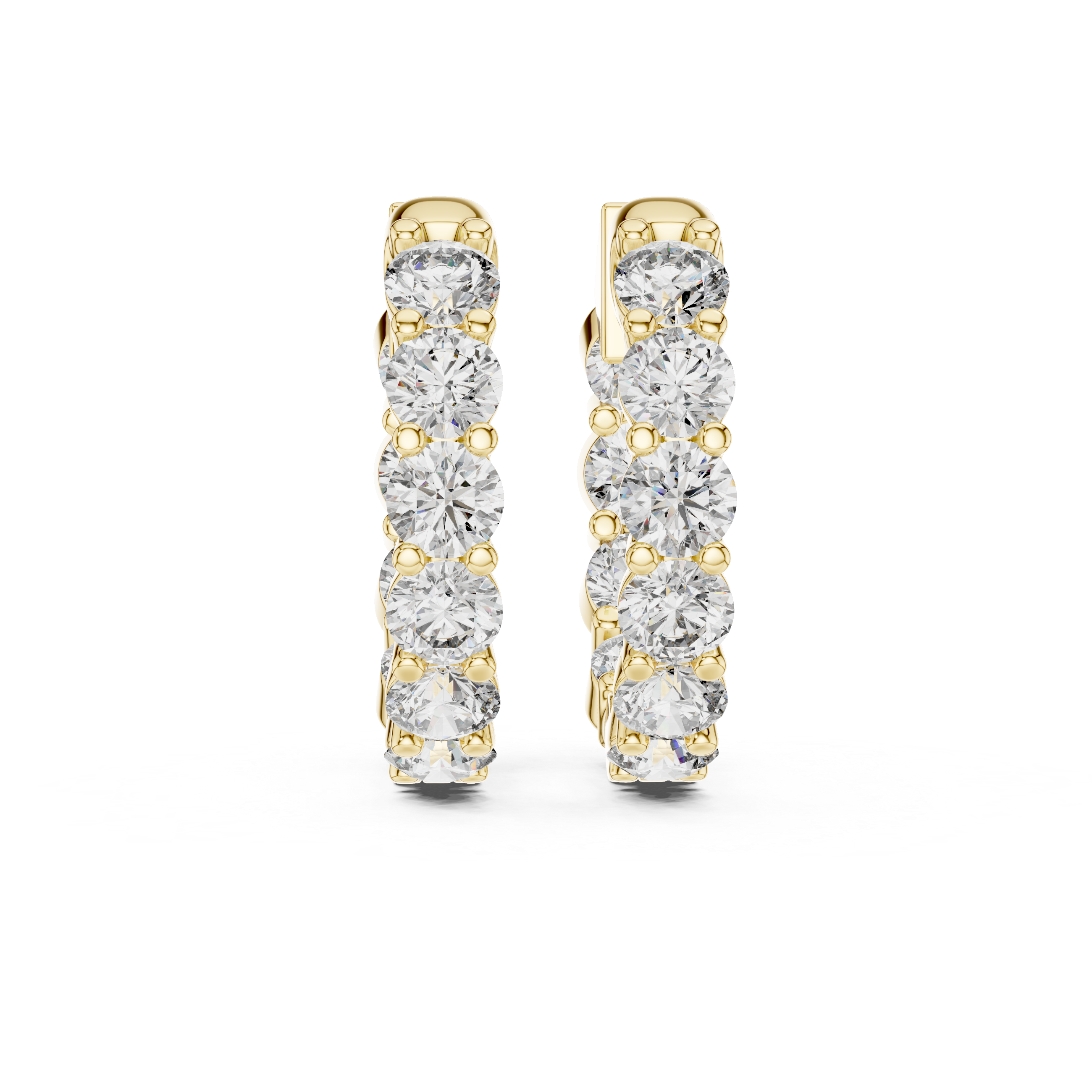 Shared-Prong Round Diamond Eternity Huggie Hoops