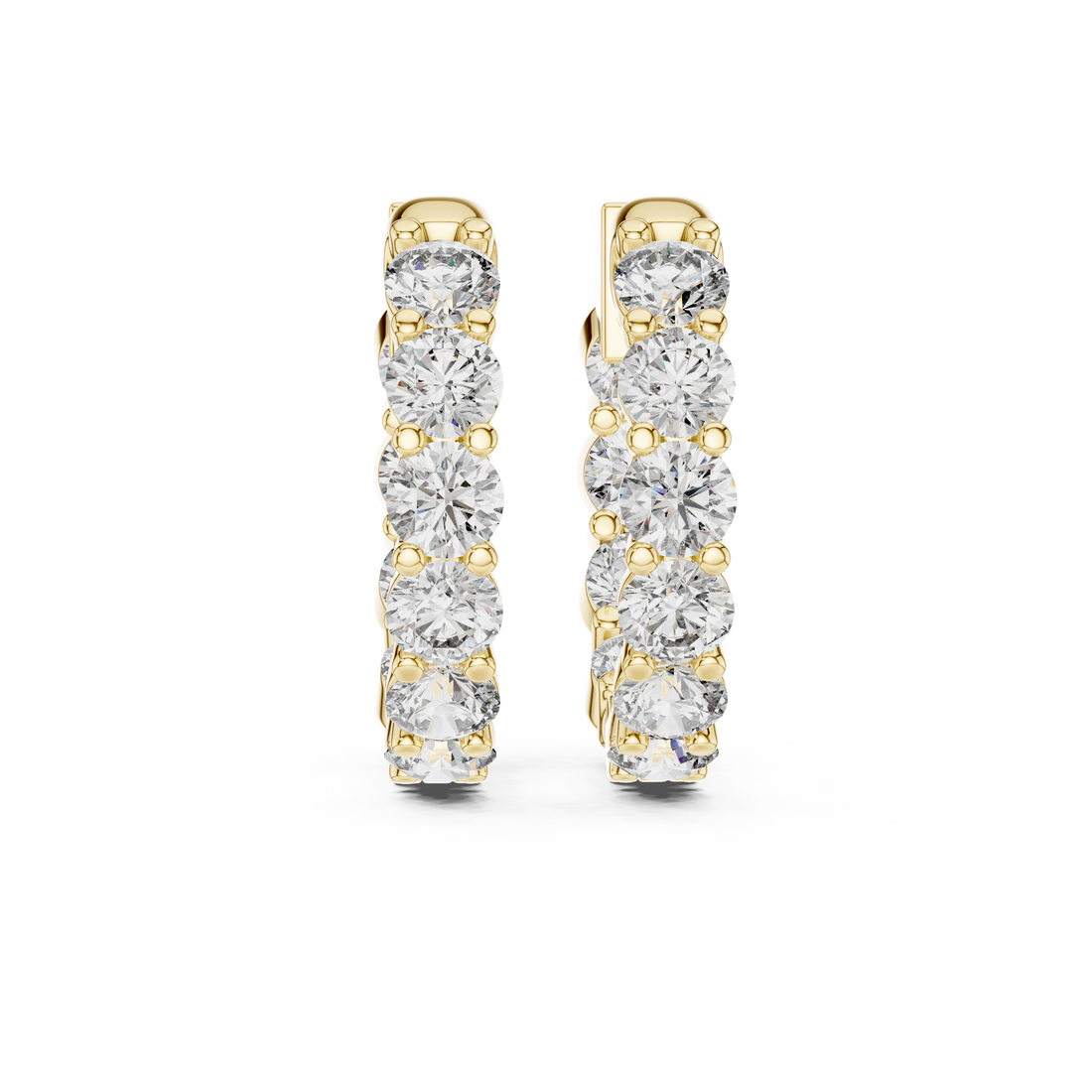 Shared-Prong Round Diamond Eternity Huggie Hoops