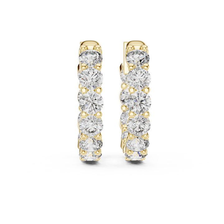 Shared-Prong Round Diamond Eternity Huggie Hoops