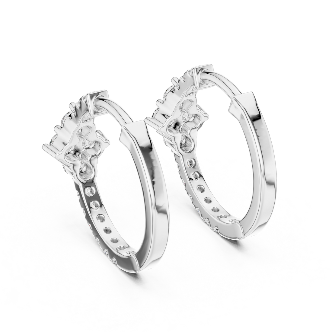 Elegant Round Diamond Cluster Huggie Hoop Earrings